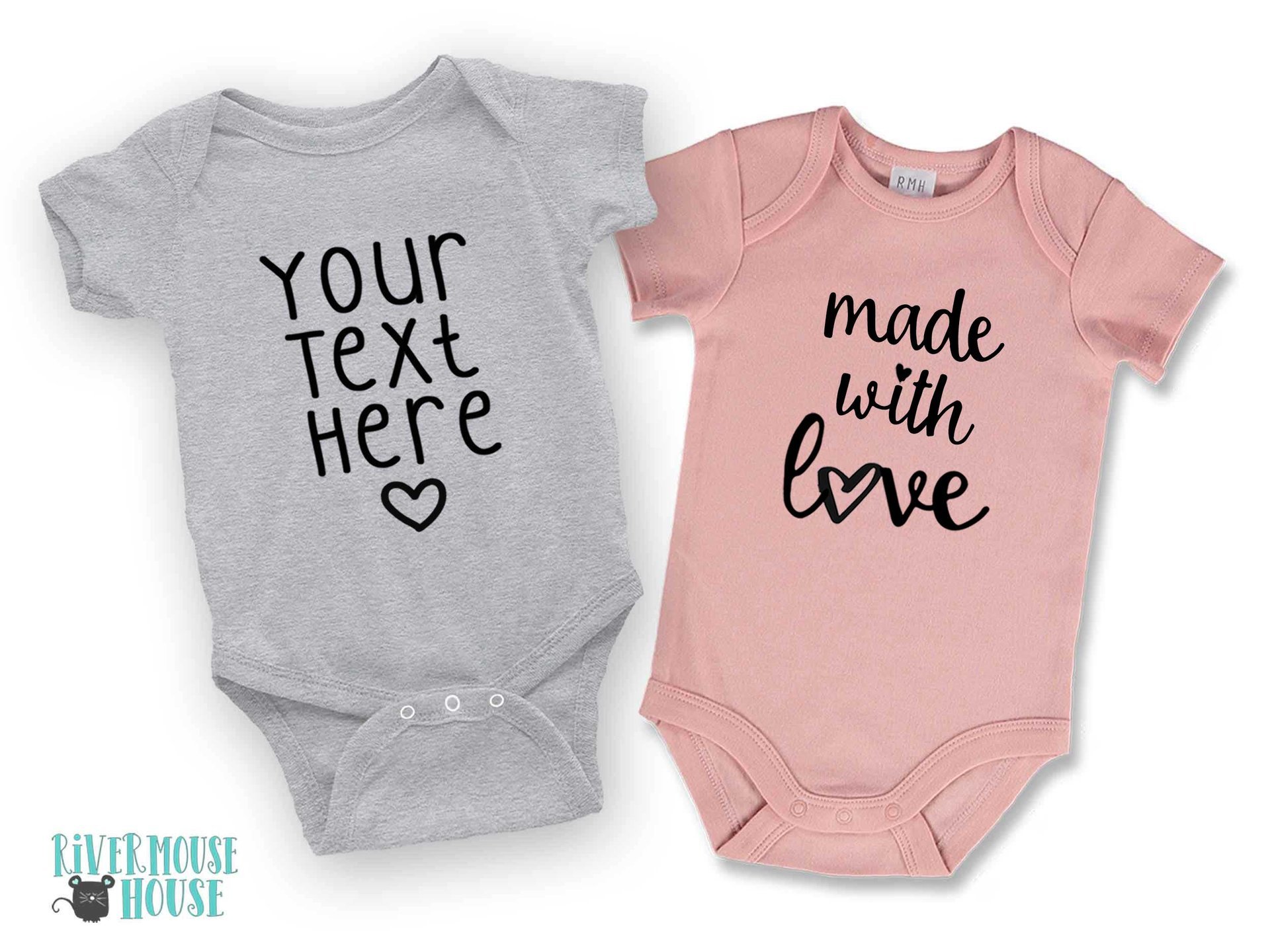 Custom personalized baby bodysuit, add your own text or logo, Multiple colours & styles, Australian size newborn to toddler