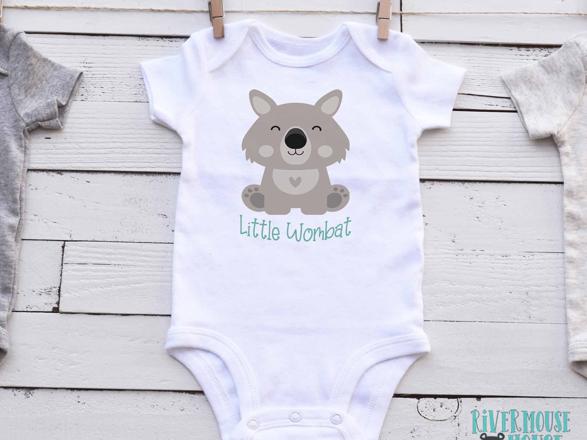 Baby Wombat Bodysuit Personalised Australian Animal Design