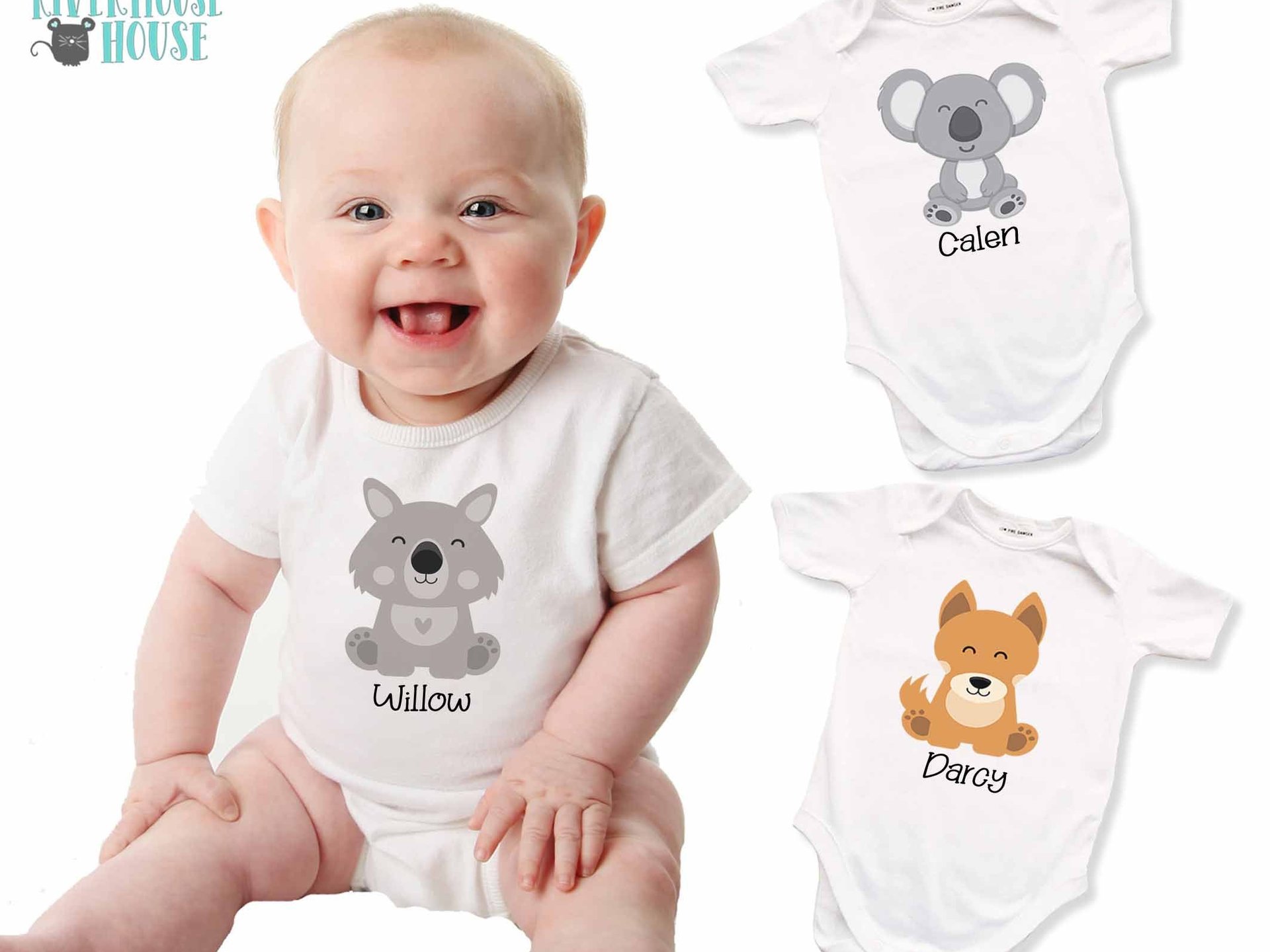 Baby Wombat Bodysuit Personalised Australian Animal Design