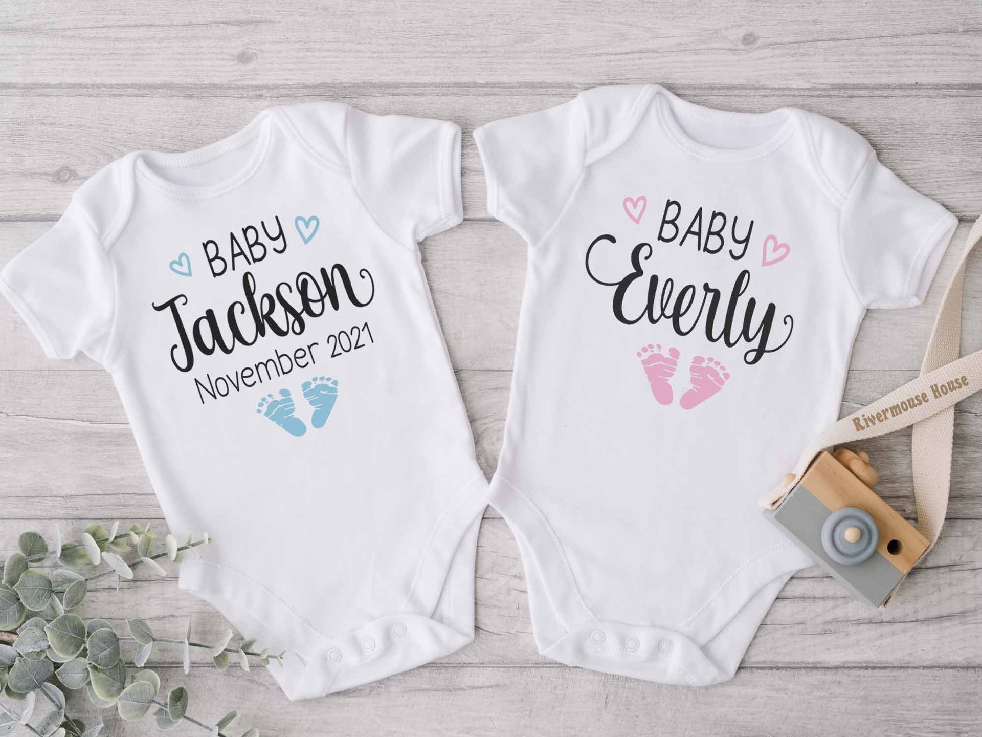 Baby Pregnancy Announcement Bodysuit, Personalised Footprints Design