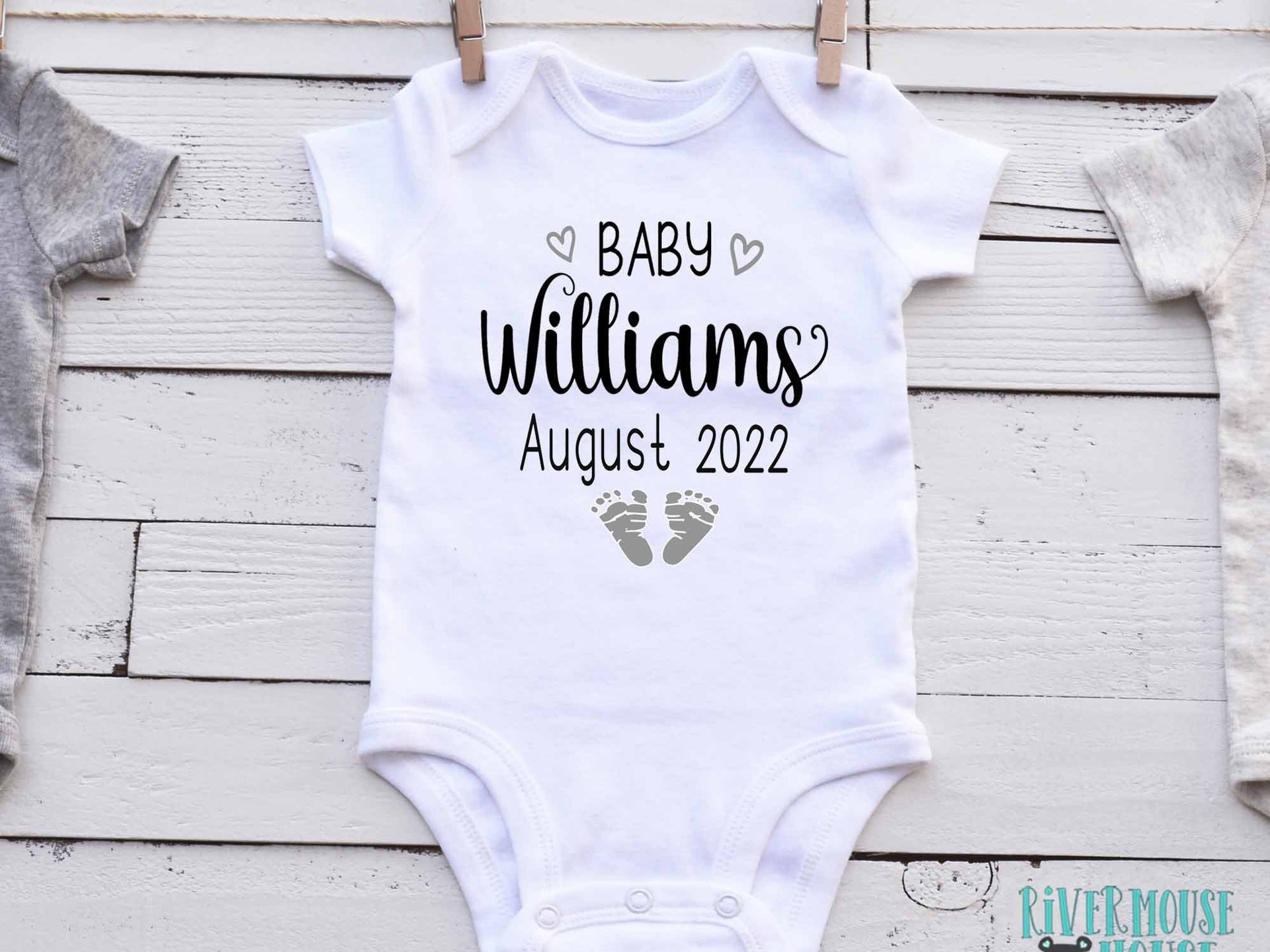 Baby Pregnancy Announcement Bodysuit, Personalised Footprints Design