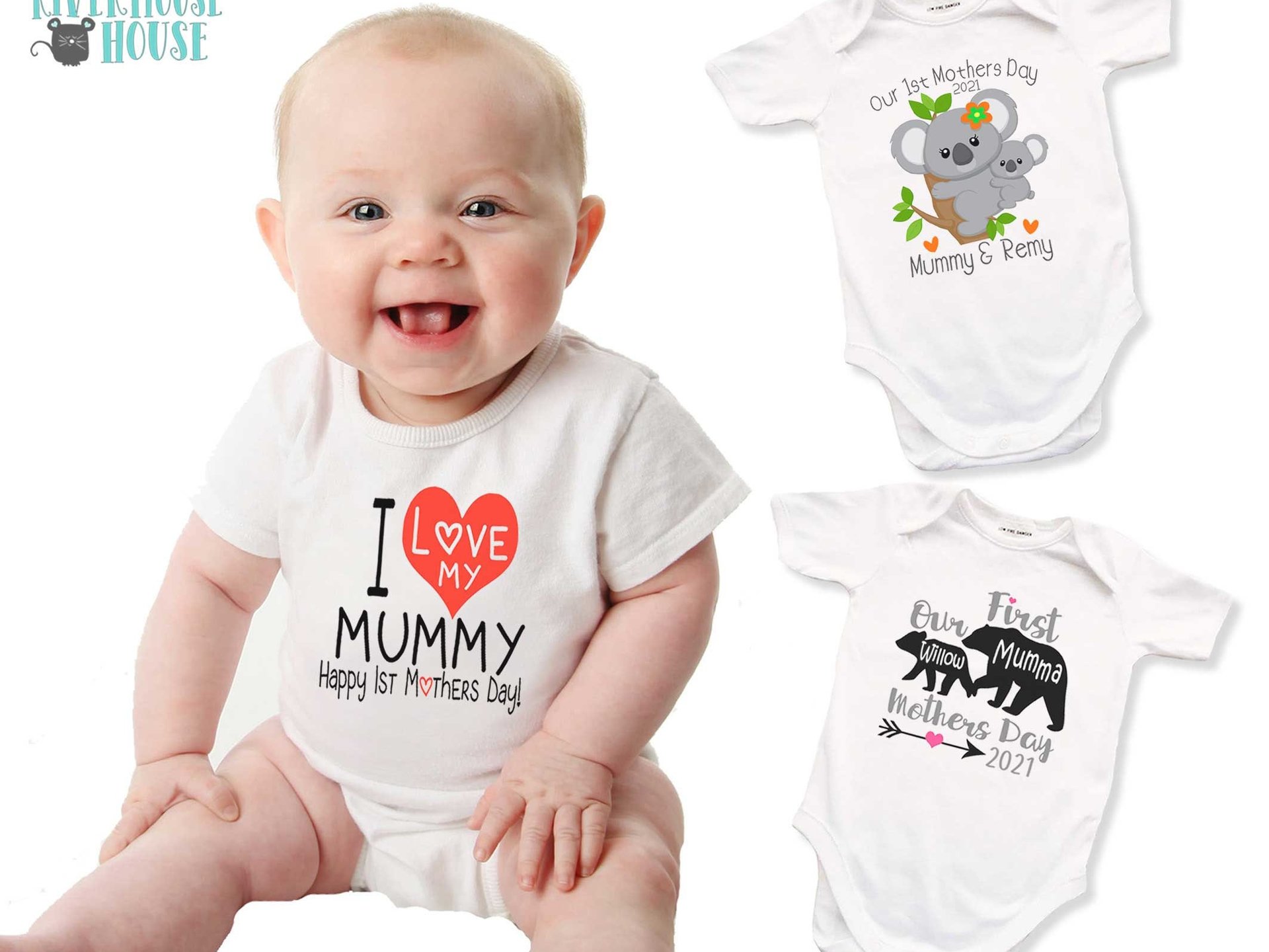 I Love my Mummy, Happy 1st Mothers Day Baby Bodysuit