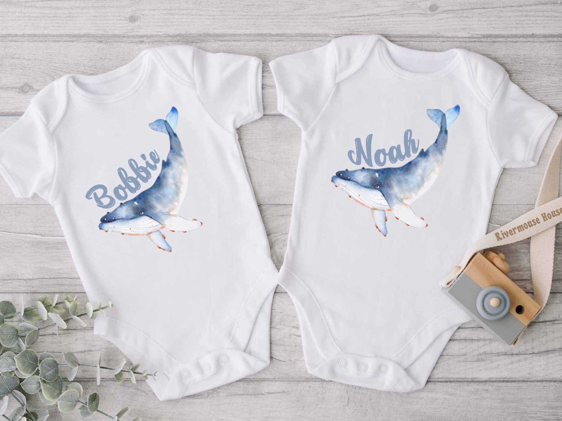 Wild Whale Personalised Baby Bodysuit