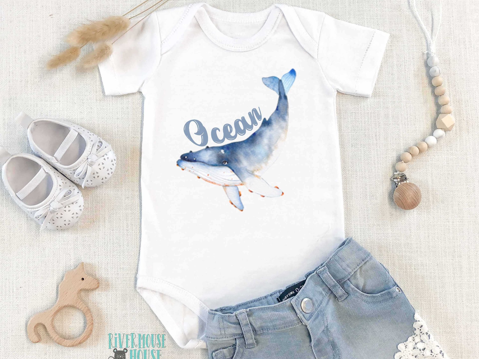 Wild Whale Personalised Baby Bodysuit