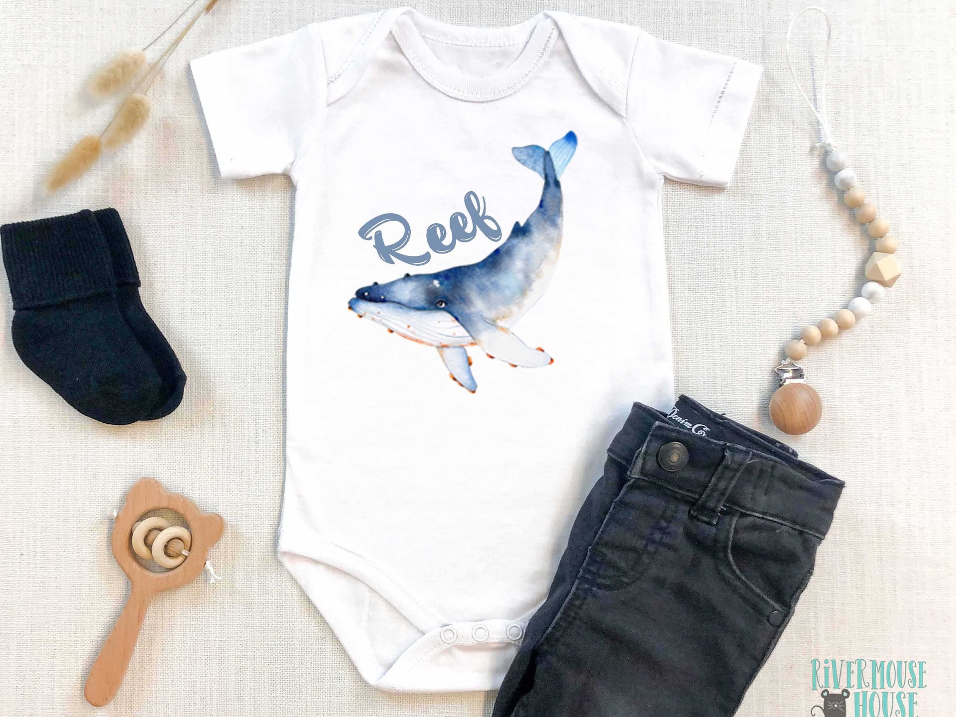 Wild Whale Personalised Baby Bodysuit