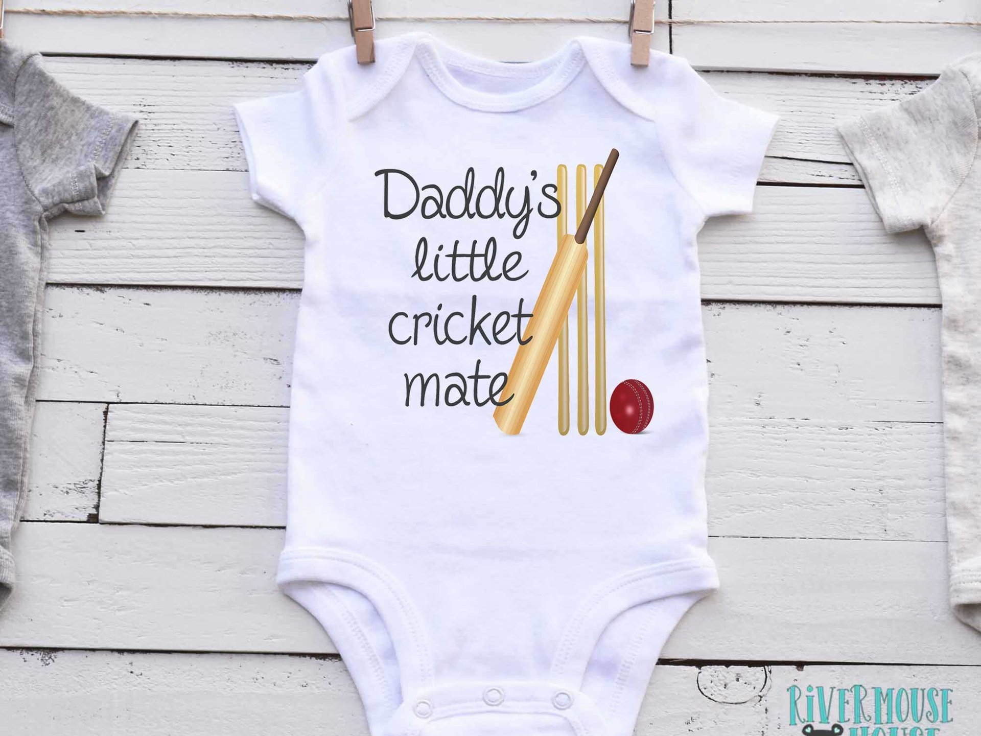 Australian Cricket Baby Bodysuit, Mummy + Daddy's Little Cricket Mate