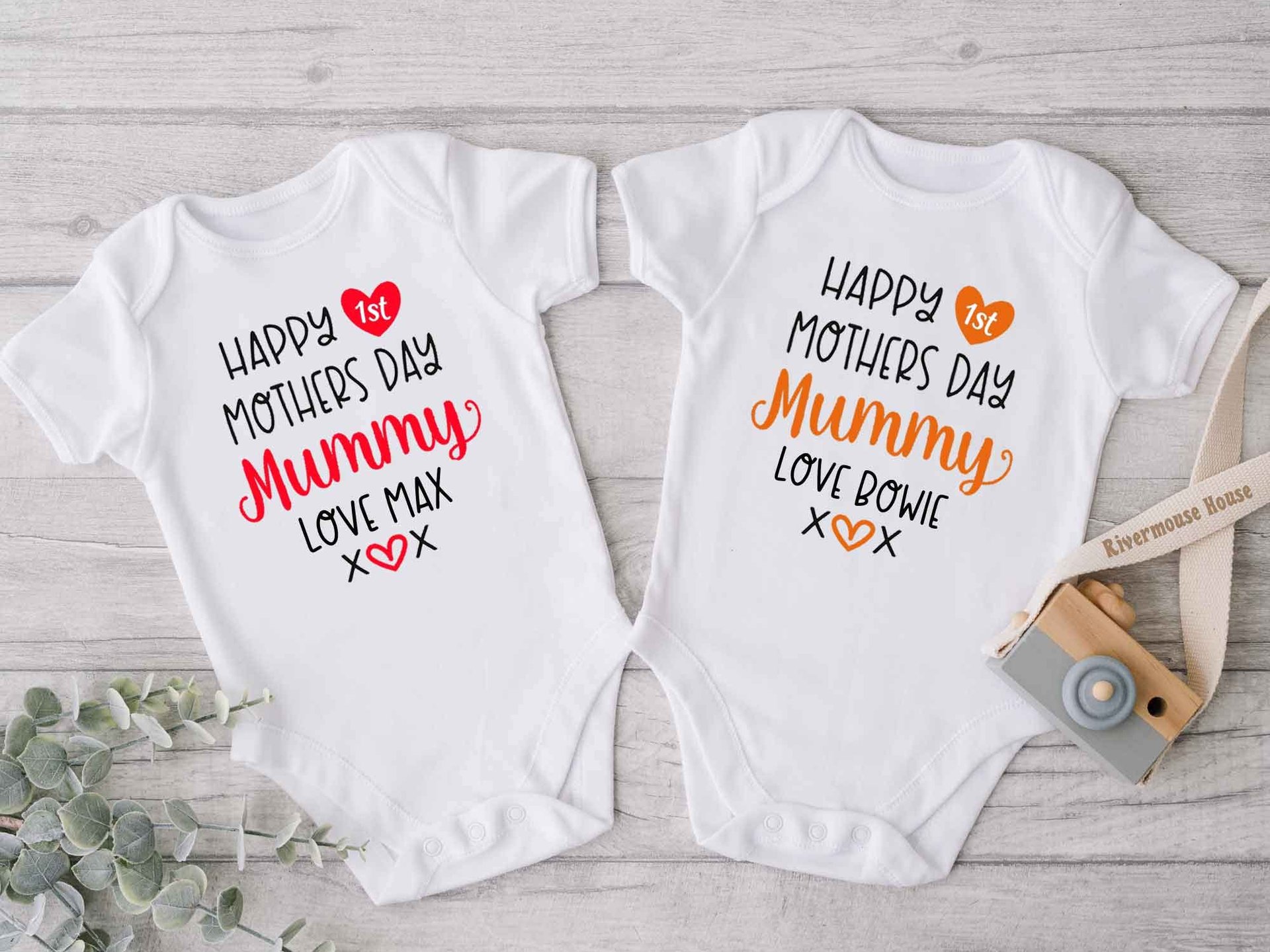 Happy First Mothers Day Mummy baby bodysuit. A custom personalised gift for Mum with love xo