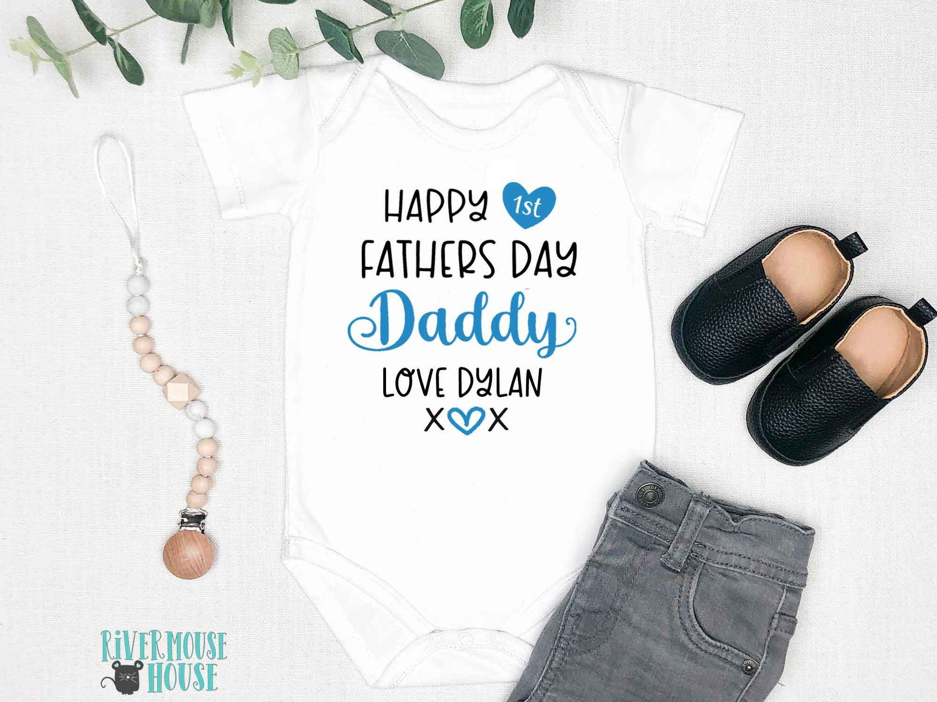 Happy first fathers day Daddy baby bodysuit. A custom personalised gift for Dad with love xo