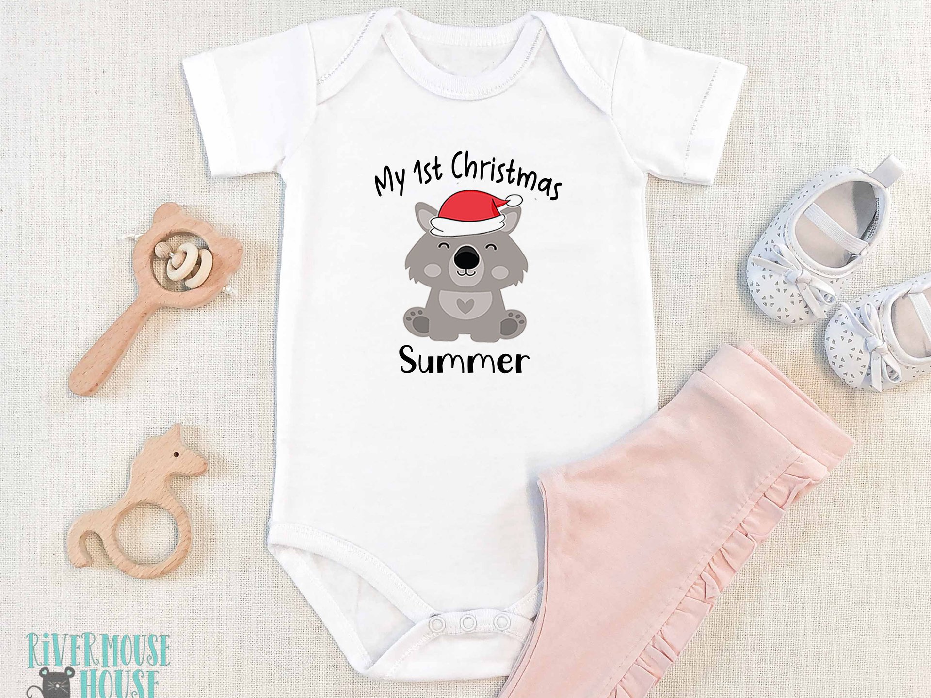 My First Christmas Baby Wombat Personalised Bodysuit