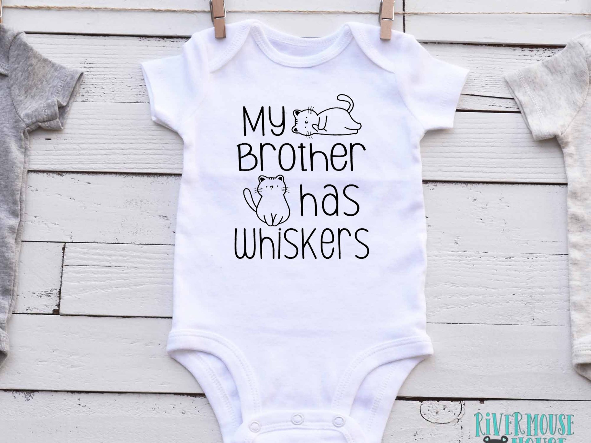 Cat baby bodysuit, My siblings have whiskers, Customised to suit Brother & Sister fur siblings