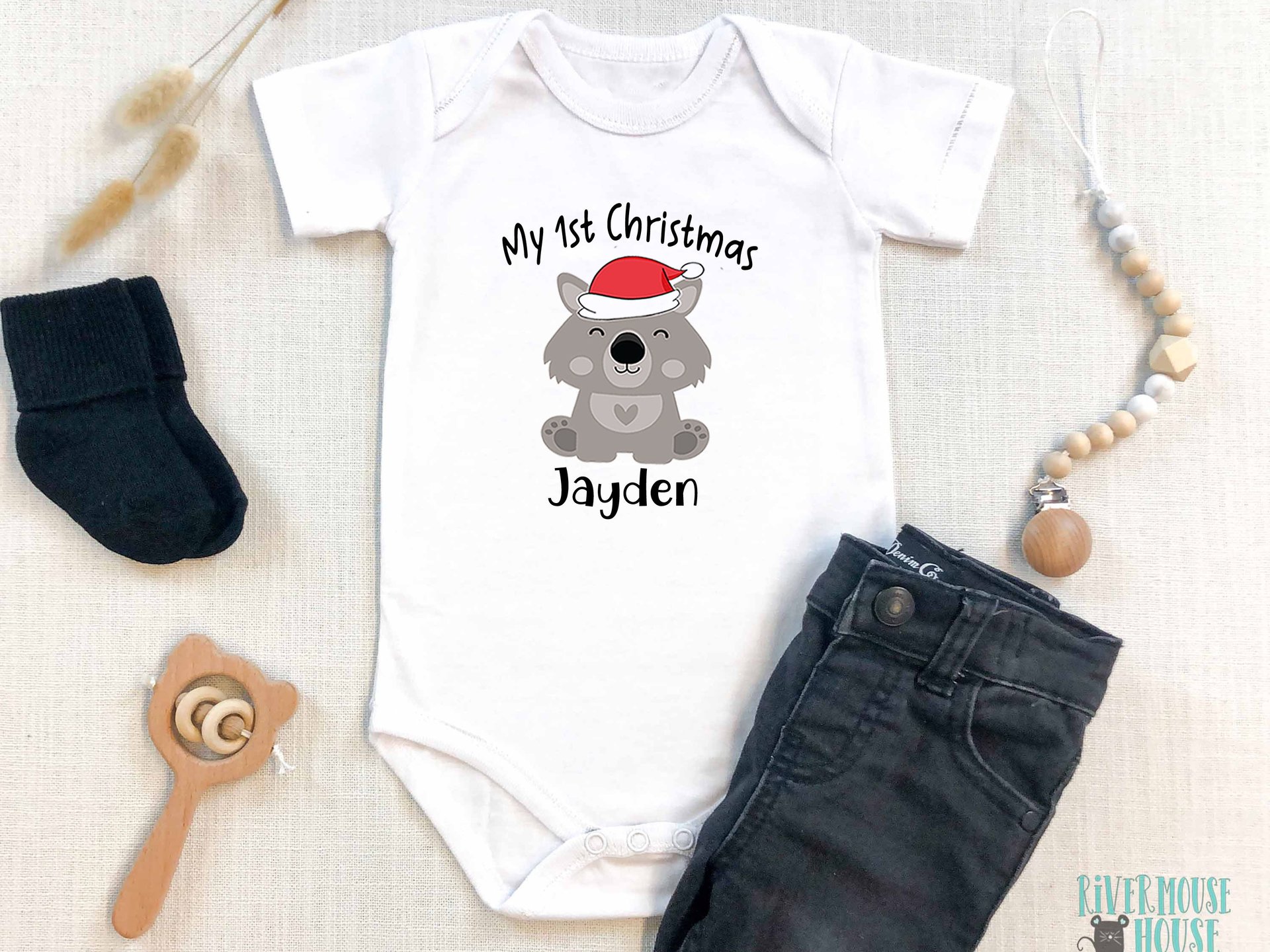 My First Christmas Baby Wombat Personalised Bodysuit