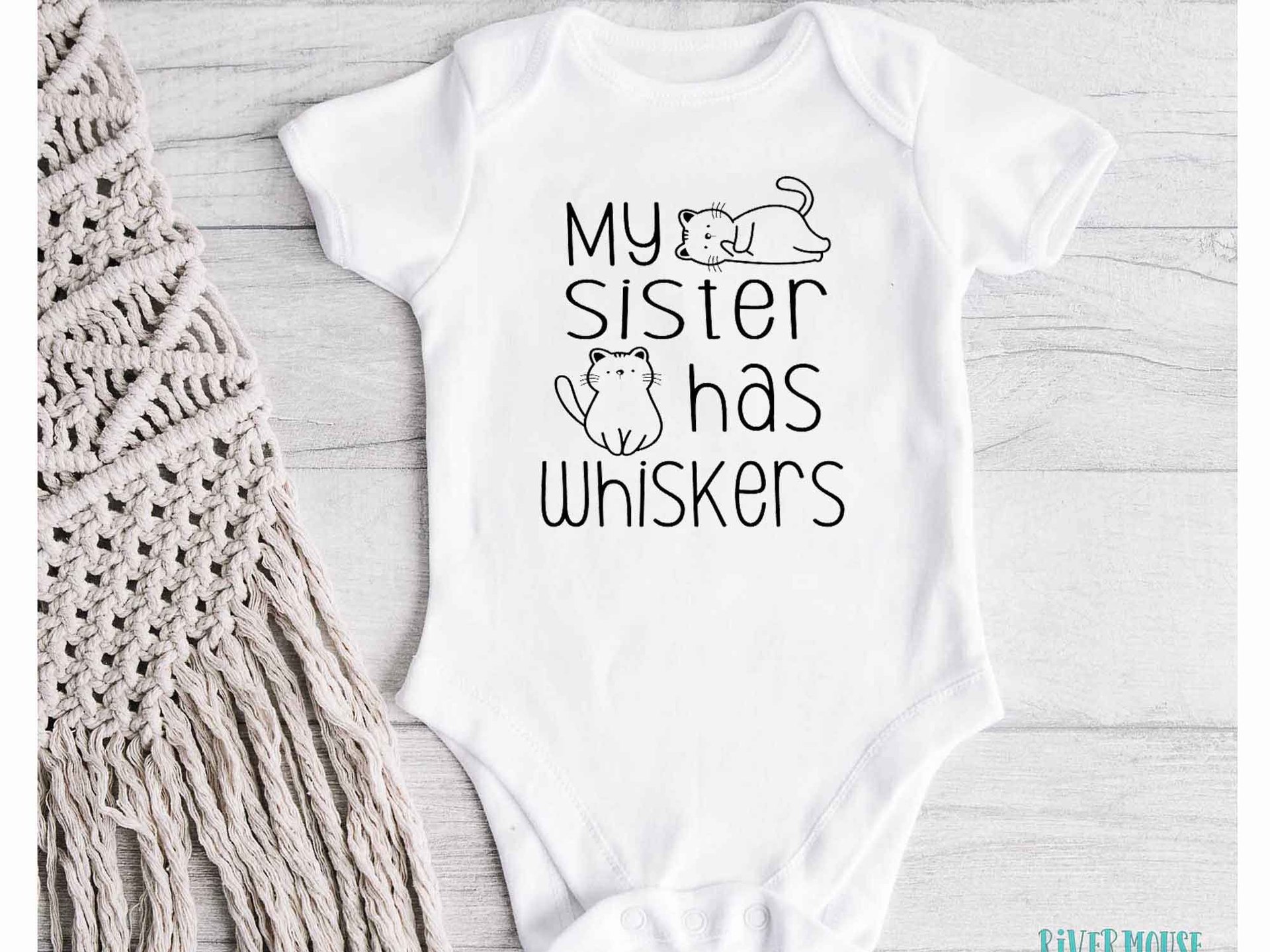 Cat baby bodysuit, My siblings have whiskers, Customised to suit Brother & Sister fur siblings
