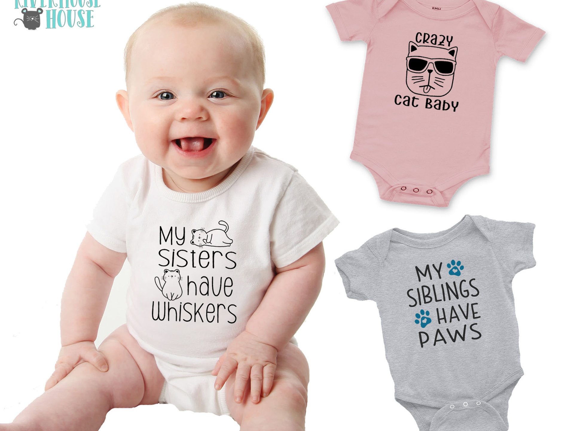 Cat baby bodysuit, My siblings have whiskers, Customised to suit Brother & Sister fur siblings