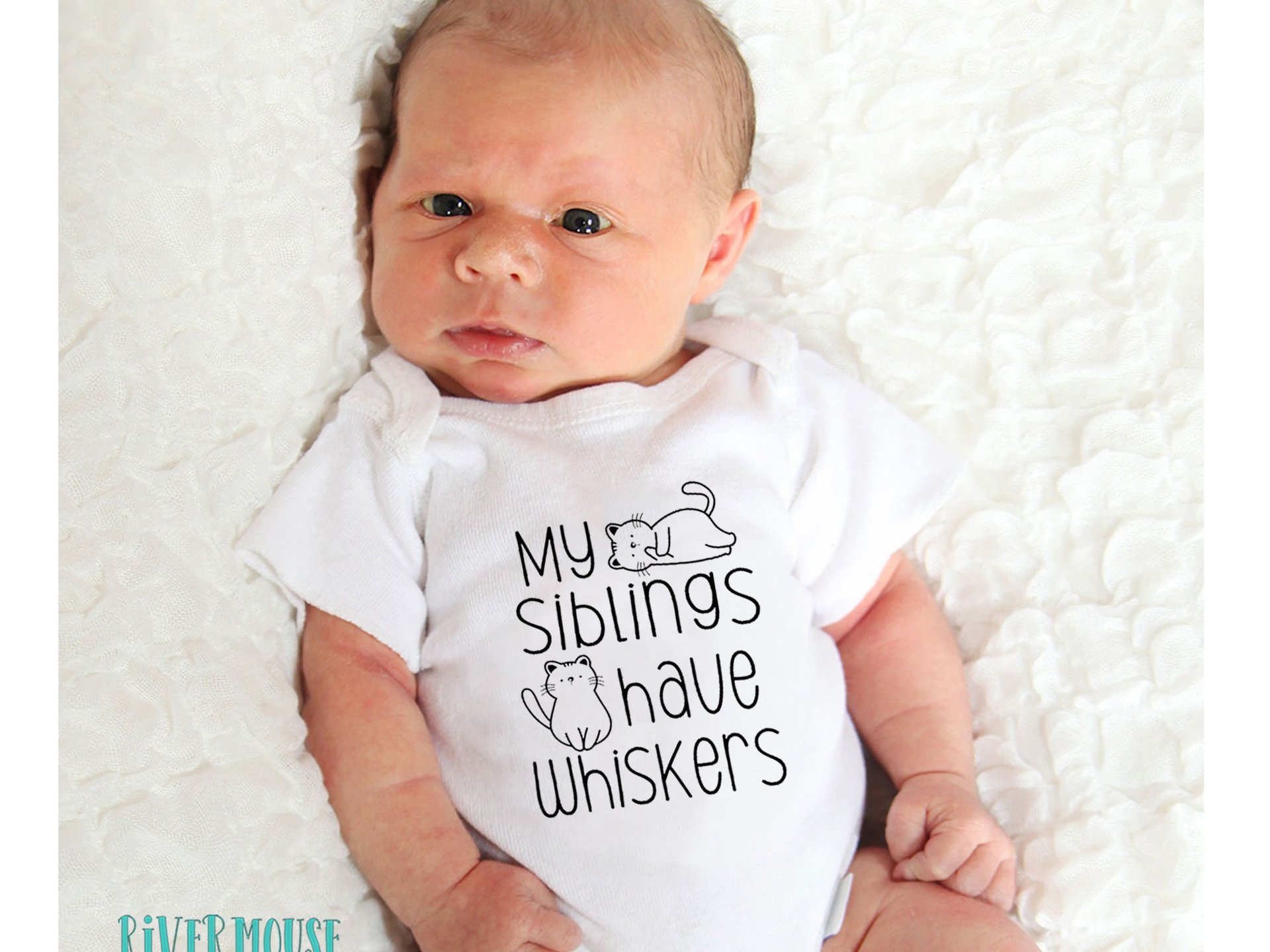 Cat baby bodysuit, My siblings have whiskers, Customised to suit Brother & Sister fur siblings
