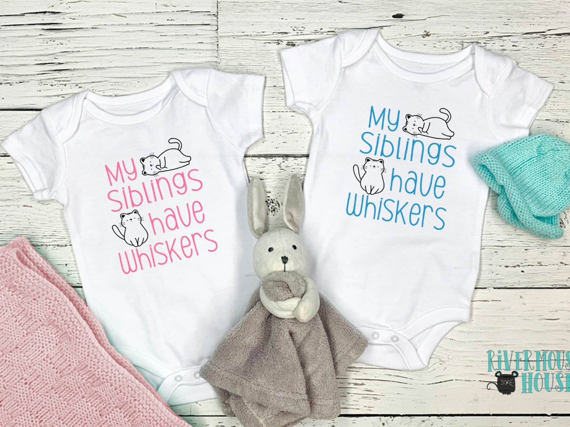 Cat baby bodysuit, My siblings have whiskers, Customised to suit Brother & Sister fur siblings