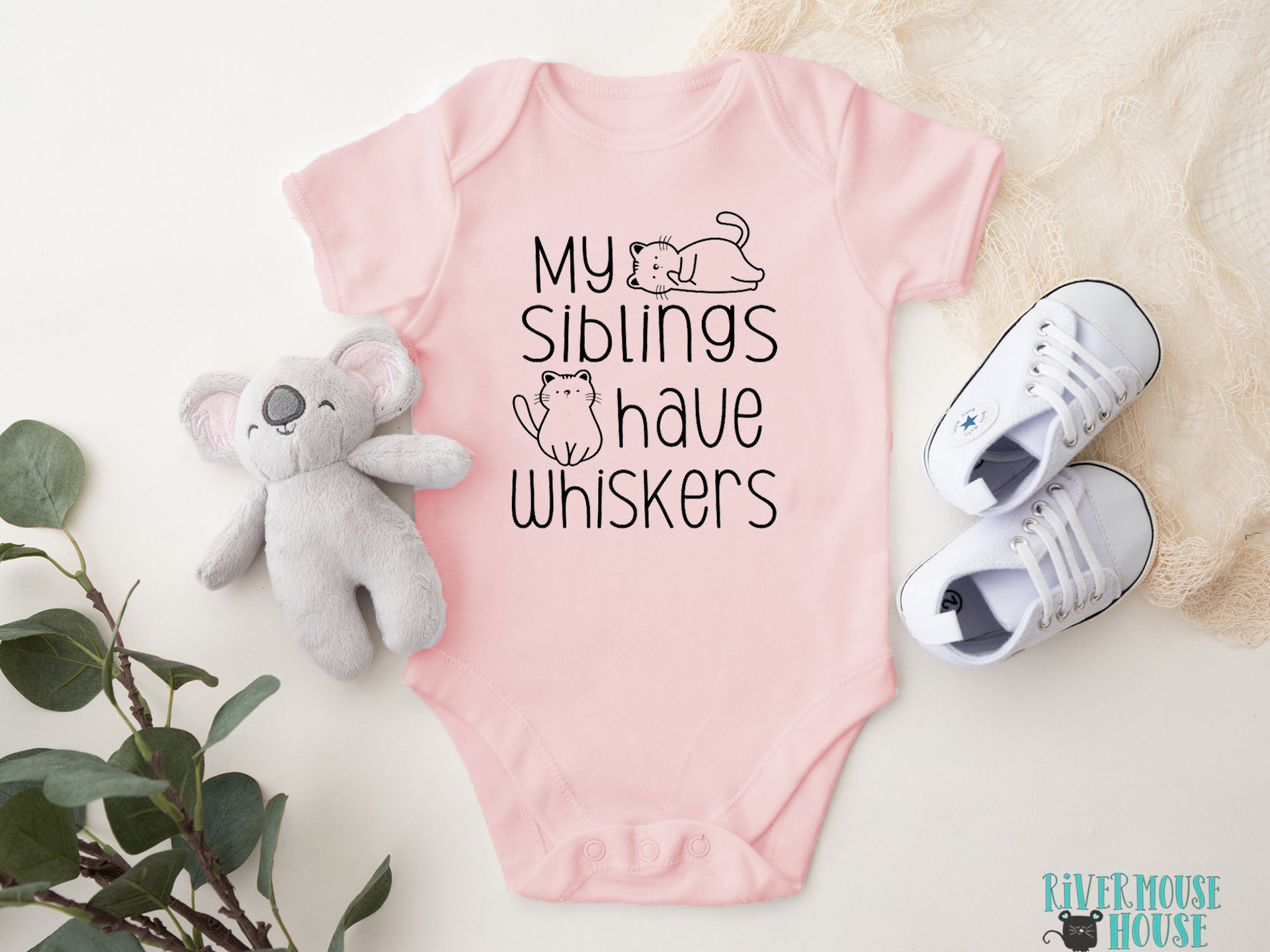 Cat baby bodysuit, My siblings have whiskers, Customised to suit Brother & Sister fur siblings