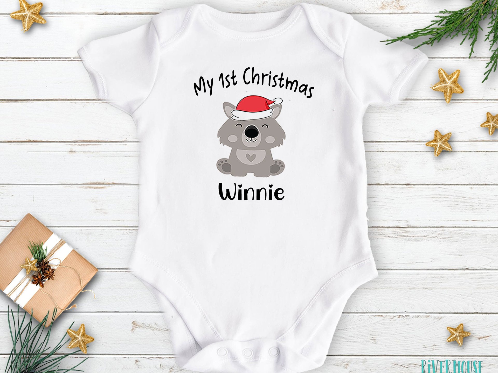 My First Christmas Baby Wombat Personalised Bodysuit