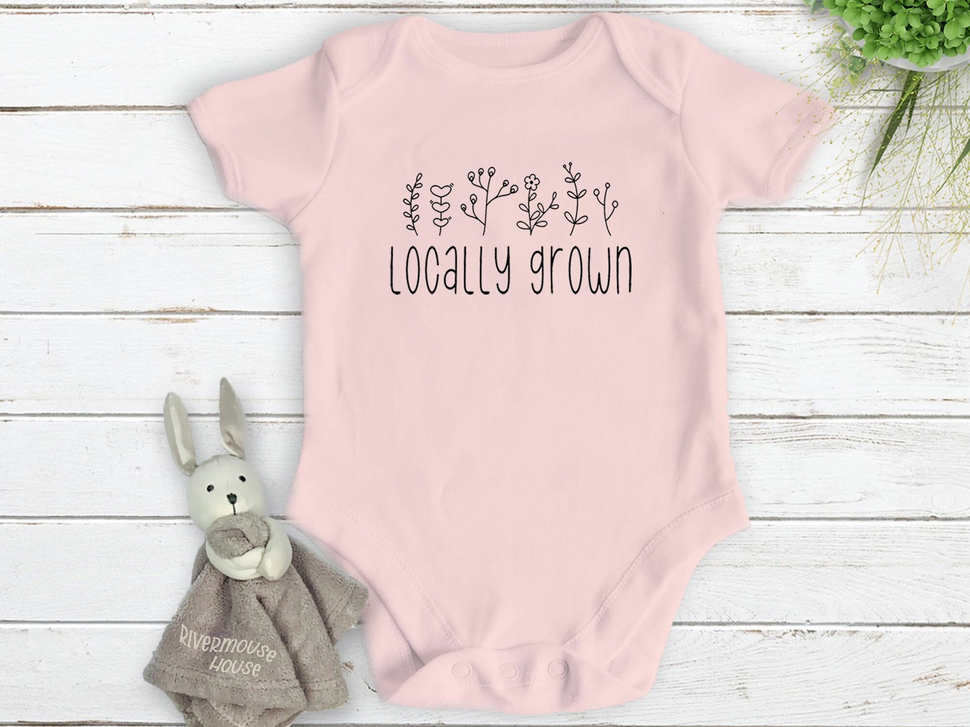 Locally Grown Aussie Baby Bodysuit, Modern Minimalist Style Wildflower Design