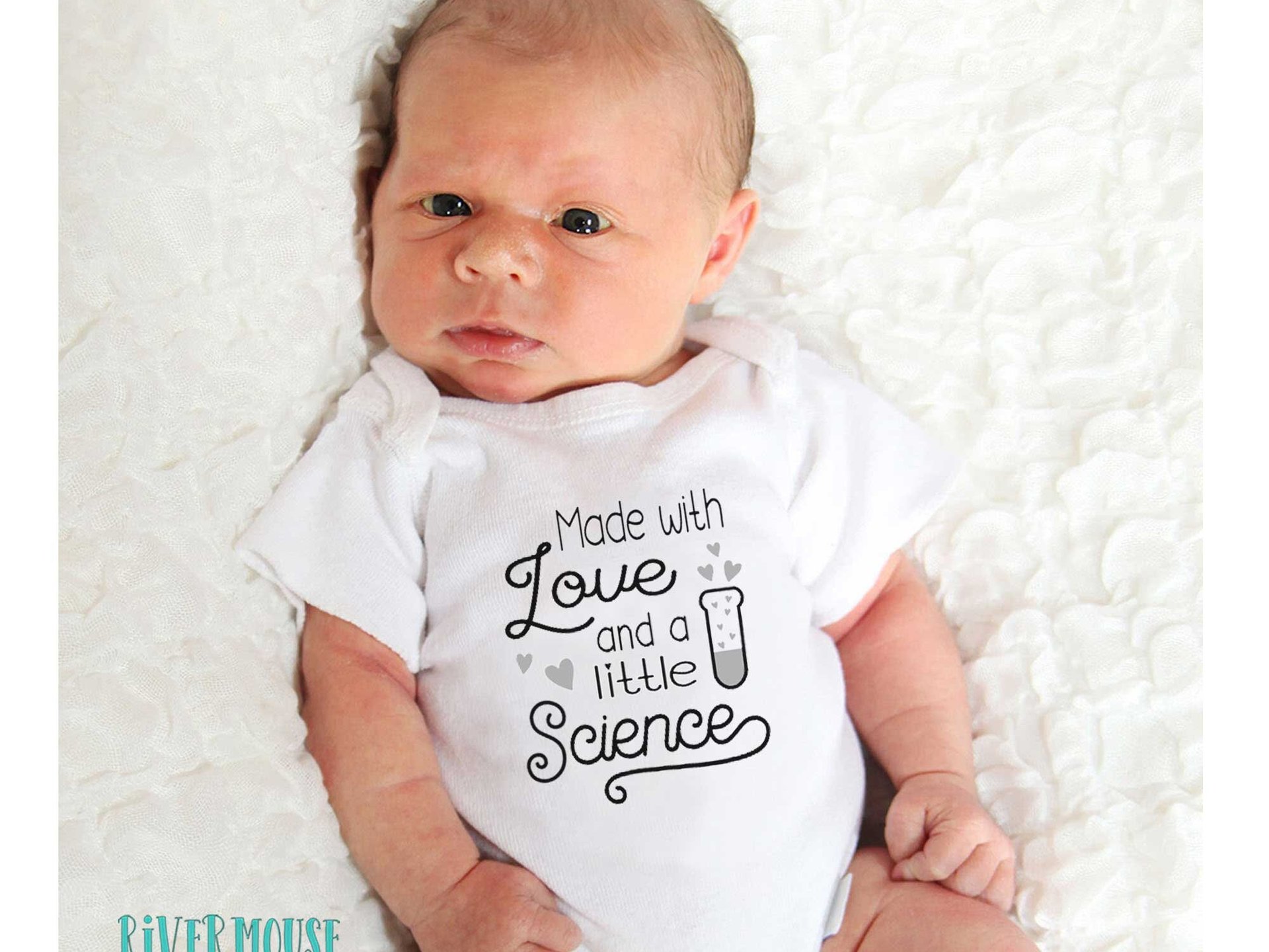 IVF Baby Bodysuit, Made with Love and a Little Science, Miracle Pregnancy & Birth Announcement
