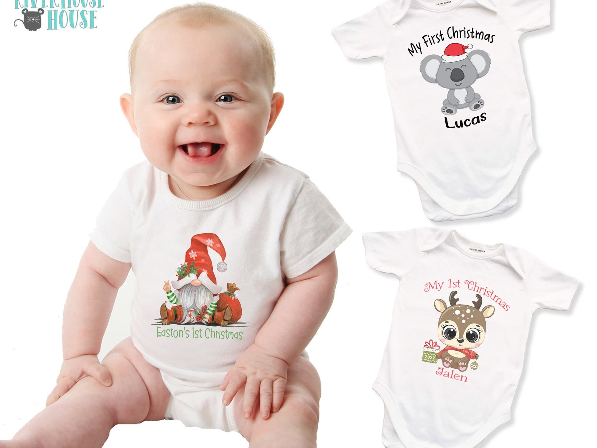 Santa Baby peace out Christmas bodysuit, Personalised with bubs name or custom text