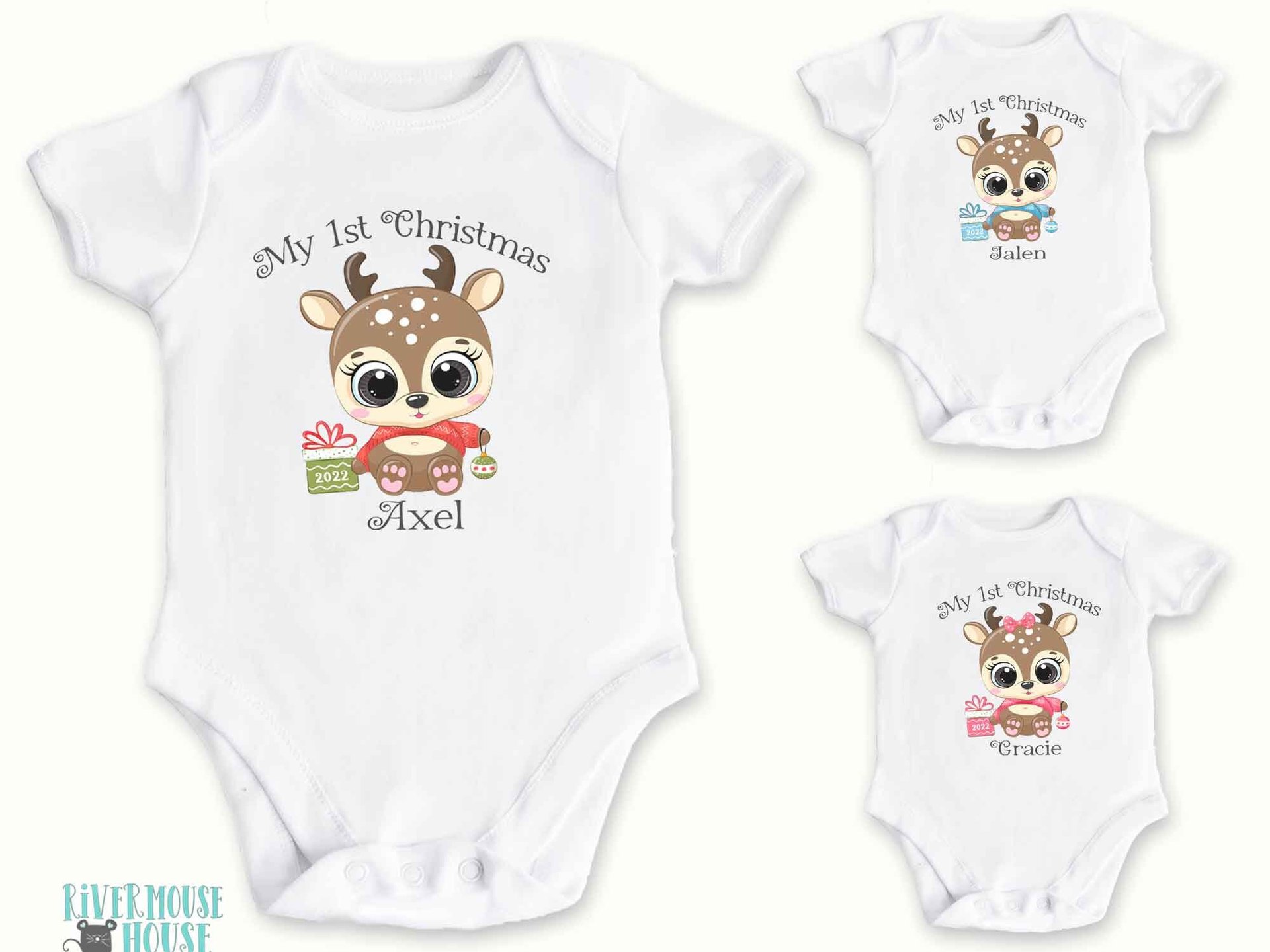 My 1st Christmas Baby Reindeer Personalised Bodysuit