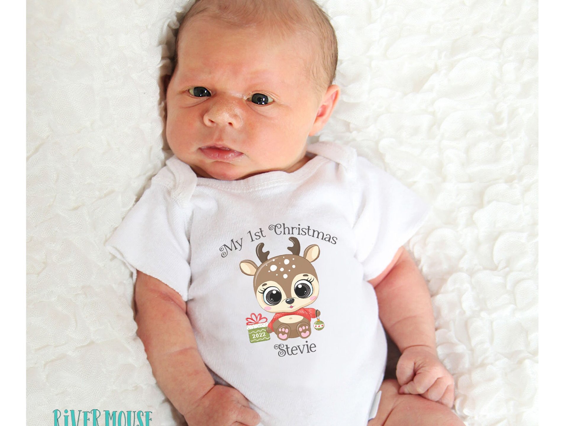 My 1st Christmas Baby Reindeer Personalised Bodysuit