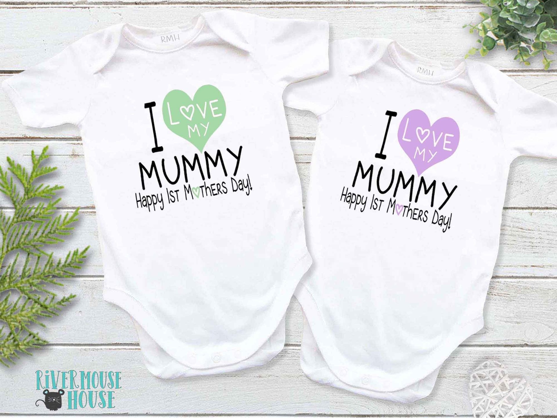 I Love my Mummy, Happy 1st Mothers Day Baby Bodysuit