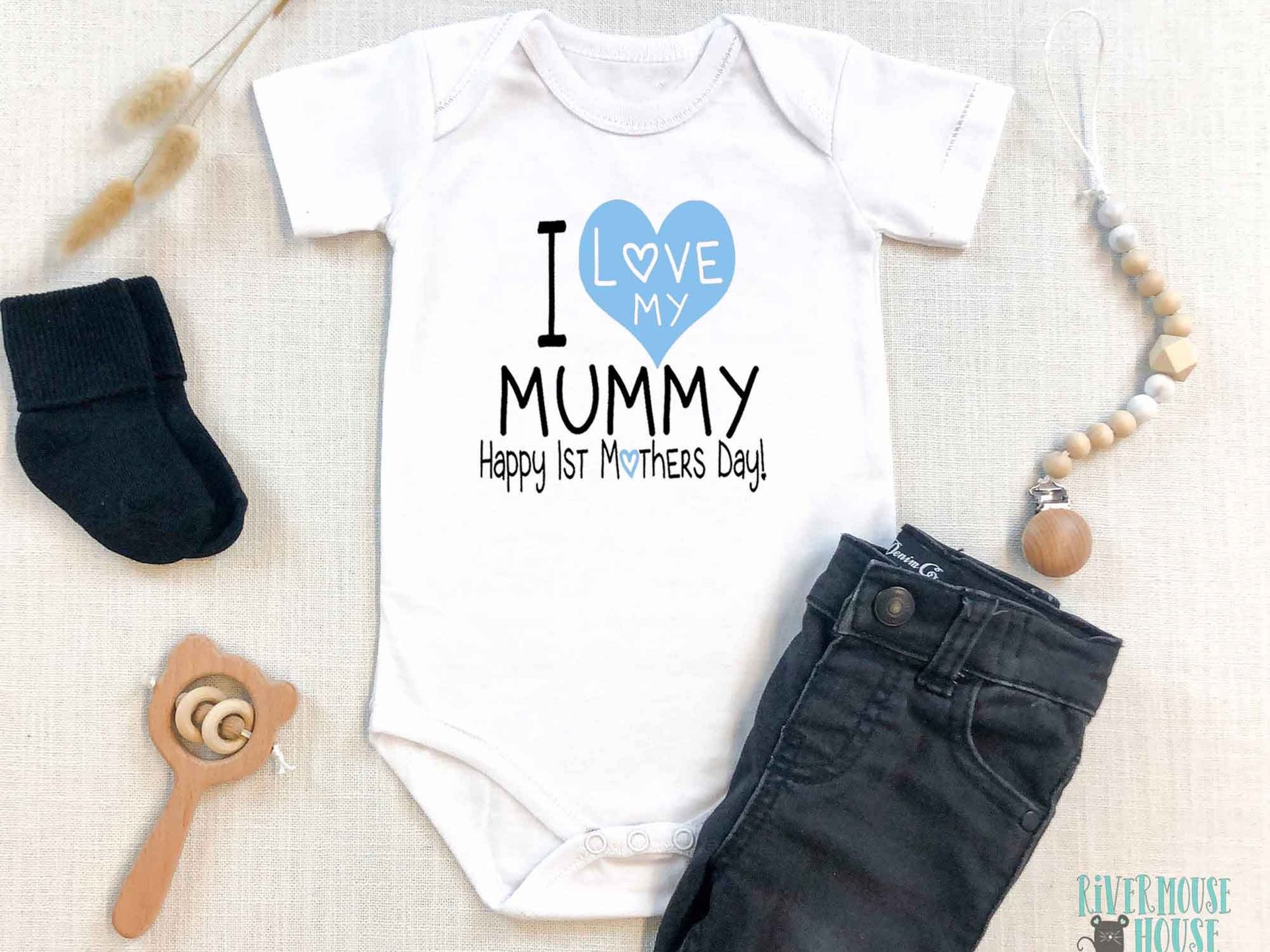 I Love my Mummy, Happy 1st Mothers Day Baby Bodysuit