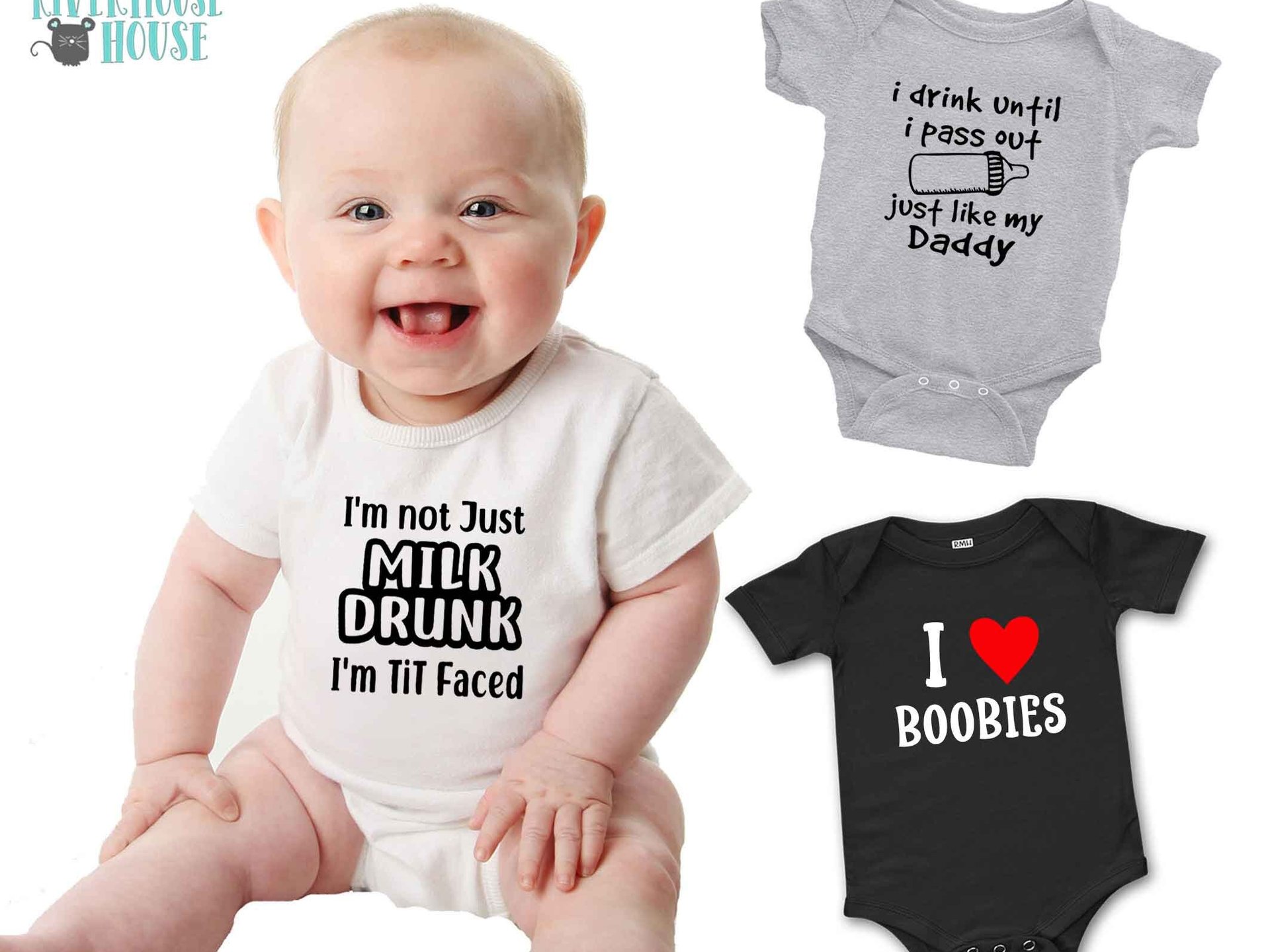 I'm not just Milk Drunk I'm Tit Faced funny baby bodysuit