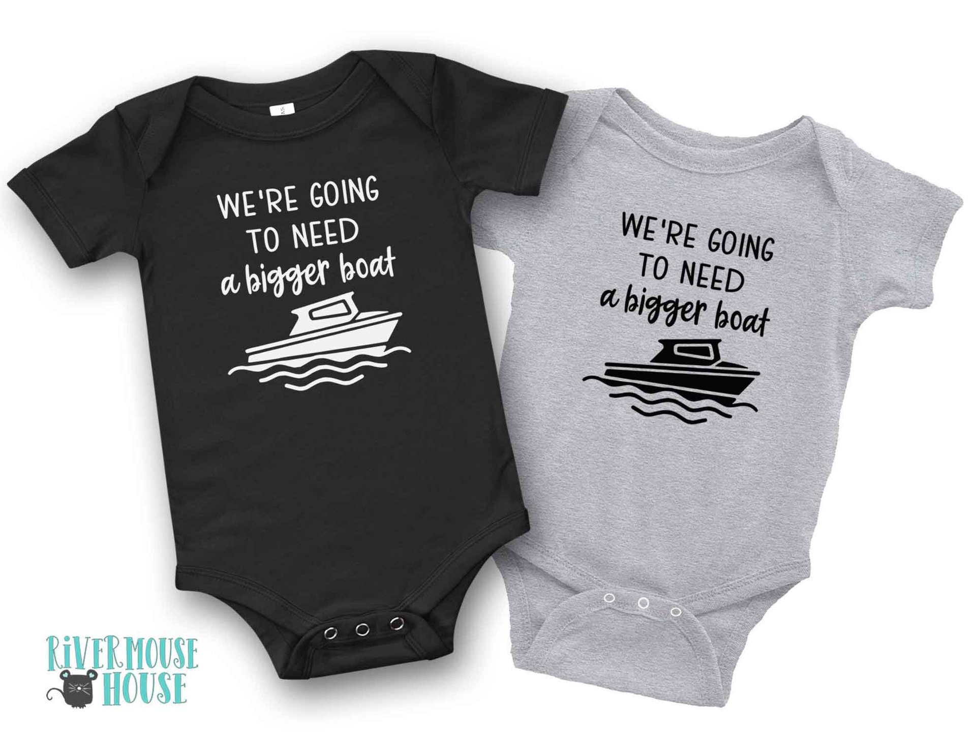 We're going to need a bigger boat baby bodysuit, Funny nautical pregnancy announcement
