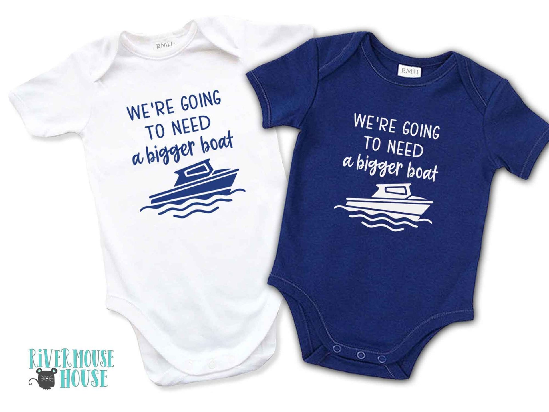 We're going to need a bigger boat baby bodysuit, Funny nautical pregnancy announcement
