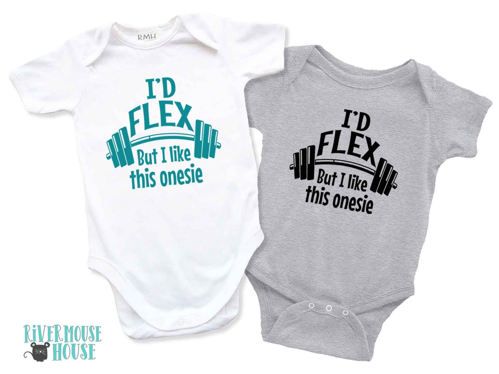 Funny Gym Baby Bodysuit, I'd Flex But I Like This Onesie Work Out Romper