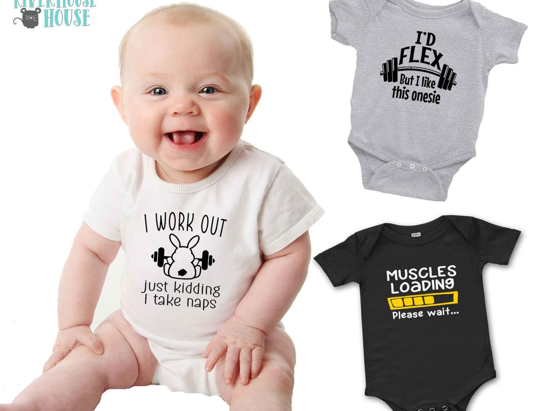 Funny Gym Bunny Baby Bodysuit, I Work Out..Just Kidding I Take Naps