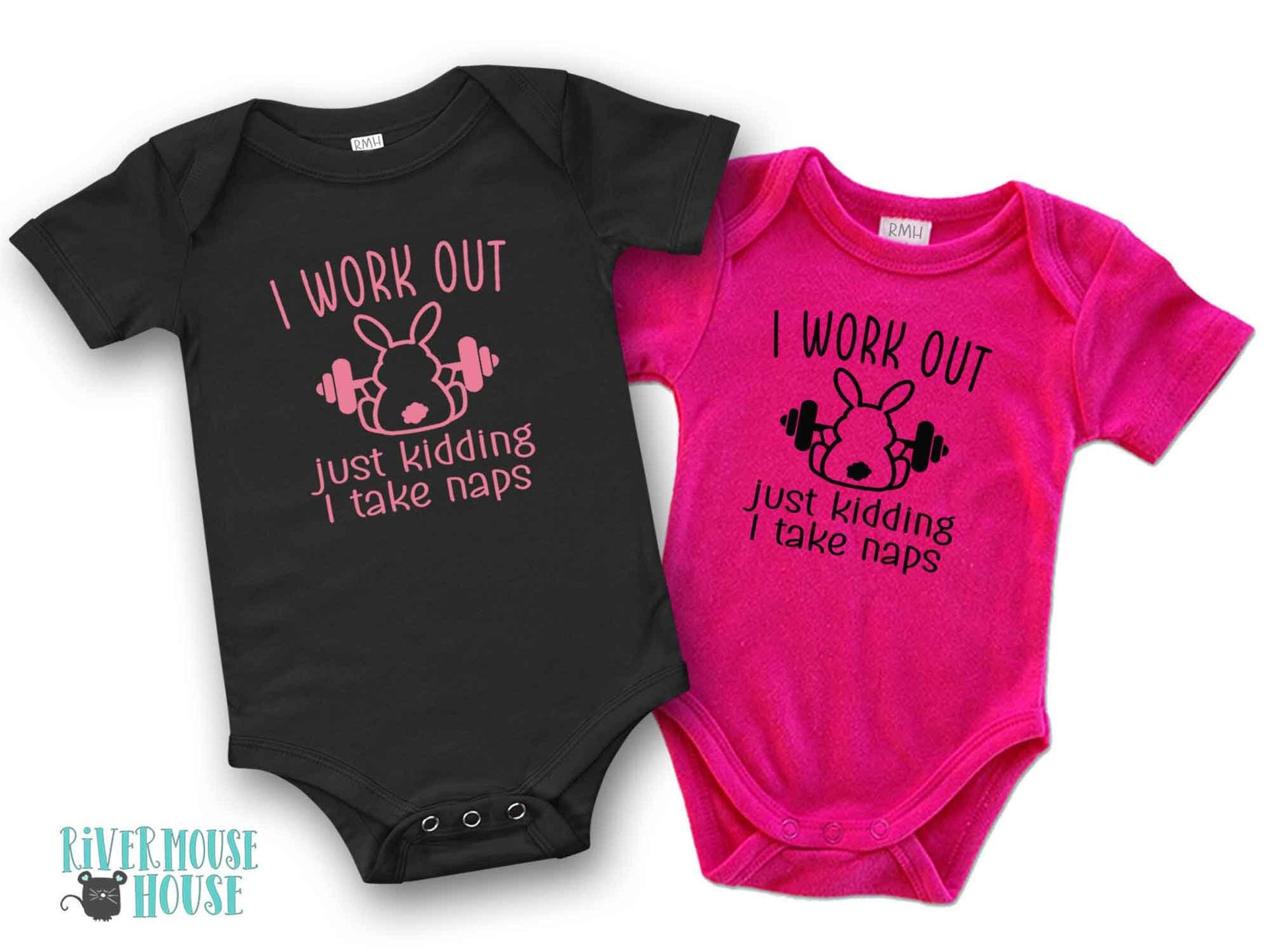 Funny Gym Bunny Baby Bodysuit, I Work Out..Just Kidding I Take Naps