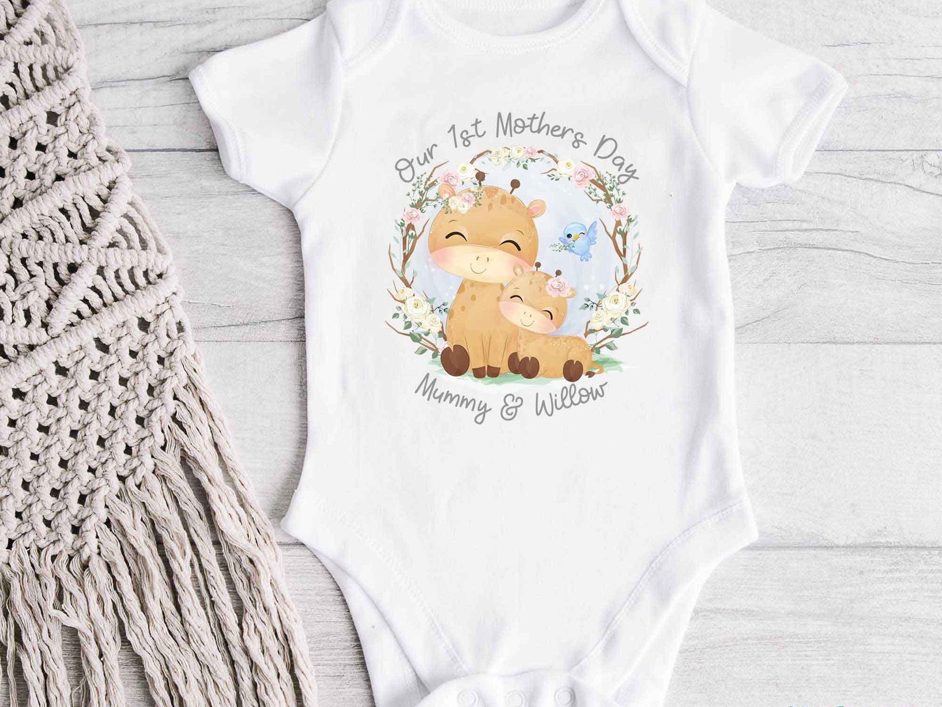 Our First Mothers Day Personalised Mummy & Baby Animals Bodysuit