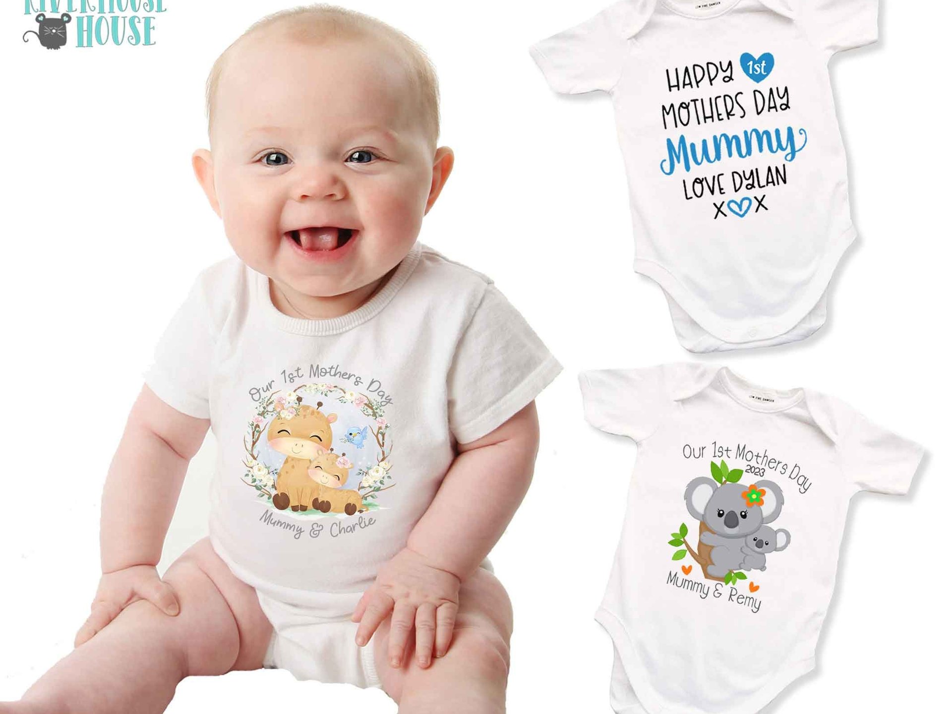 Our First Mothers Day Personalised Mummy & Baby Animals Bodysuit