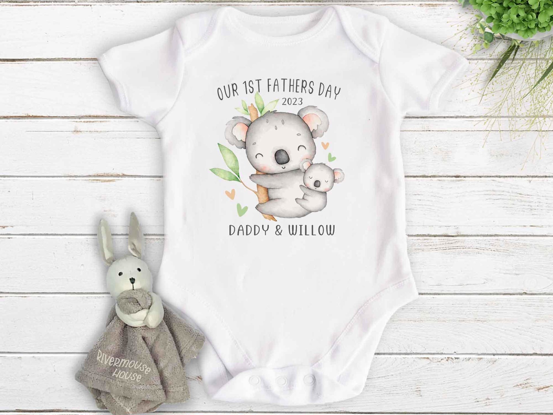 Koala Baby First Fathers Day Personalised Daddy & Bubs Australian Animals Bodysuit