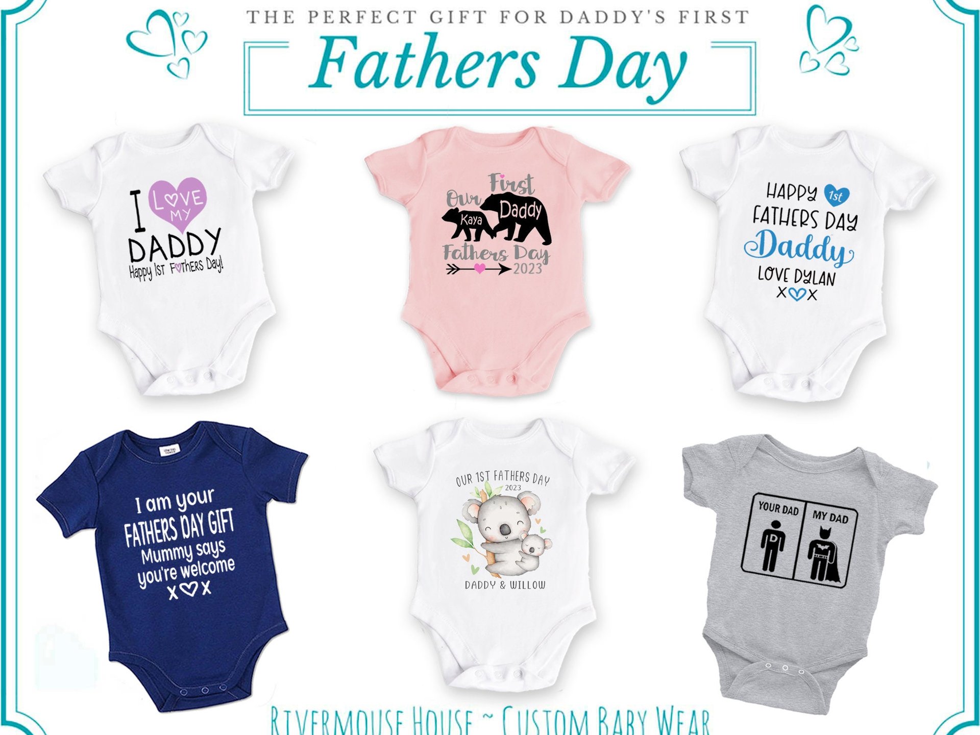 Daddy + me holding hands personalised baby bodysuit