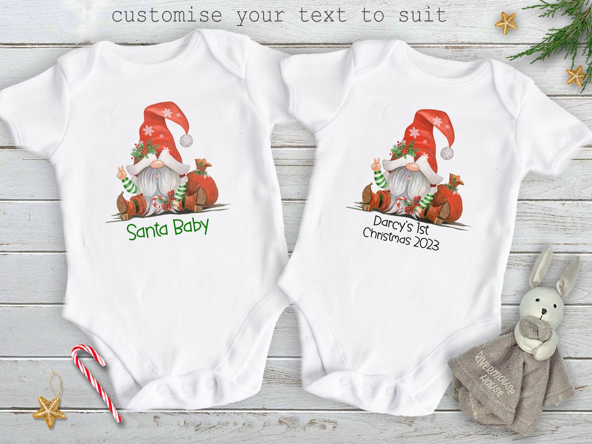 Santa Baby peace out Christmas bodysuit, Personalised with bubs name or custom text