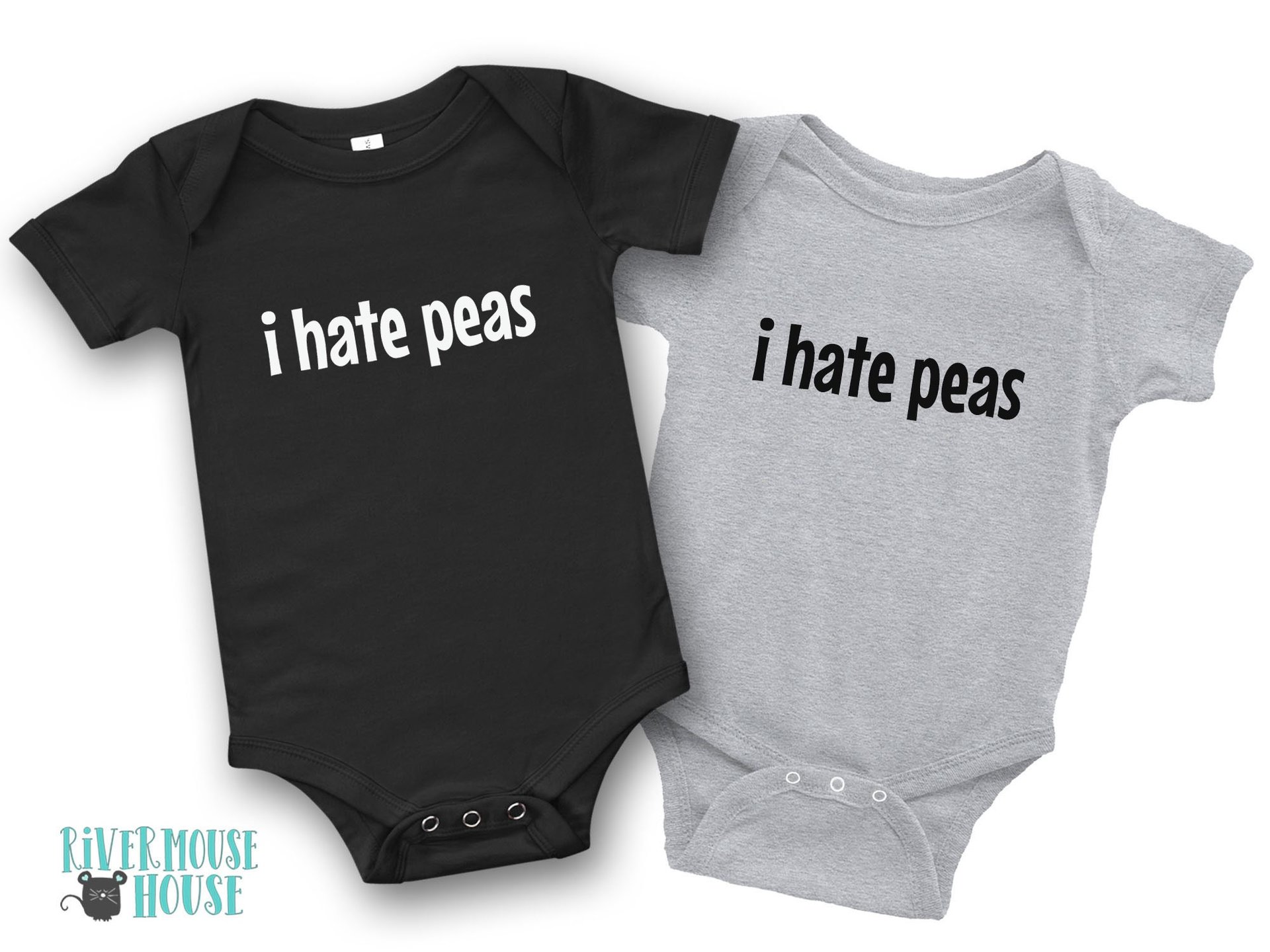 I Hate Peas funny baby bodysuit, Australian sizes from newborn to toddler infant onesie