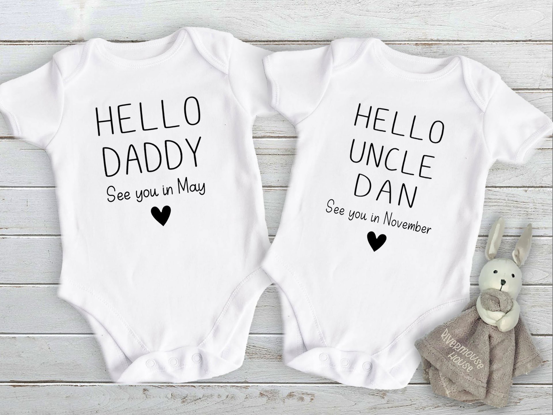 Hello baby personalised pregnancy announcement, See you soon custom baby reveal for Grandparents, Daddy, friends & family