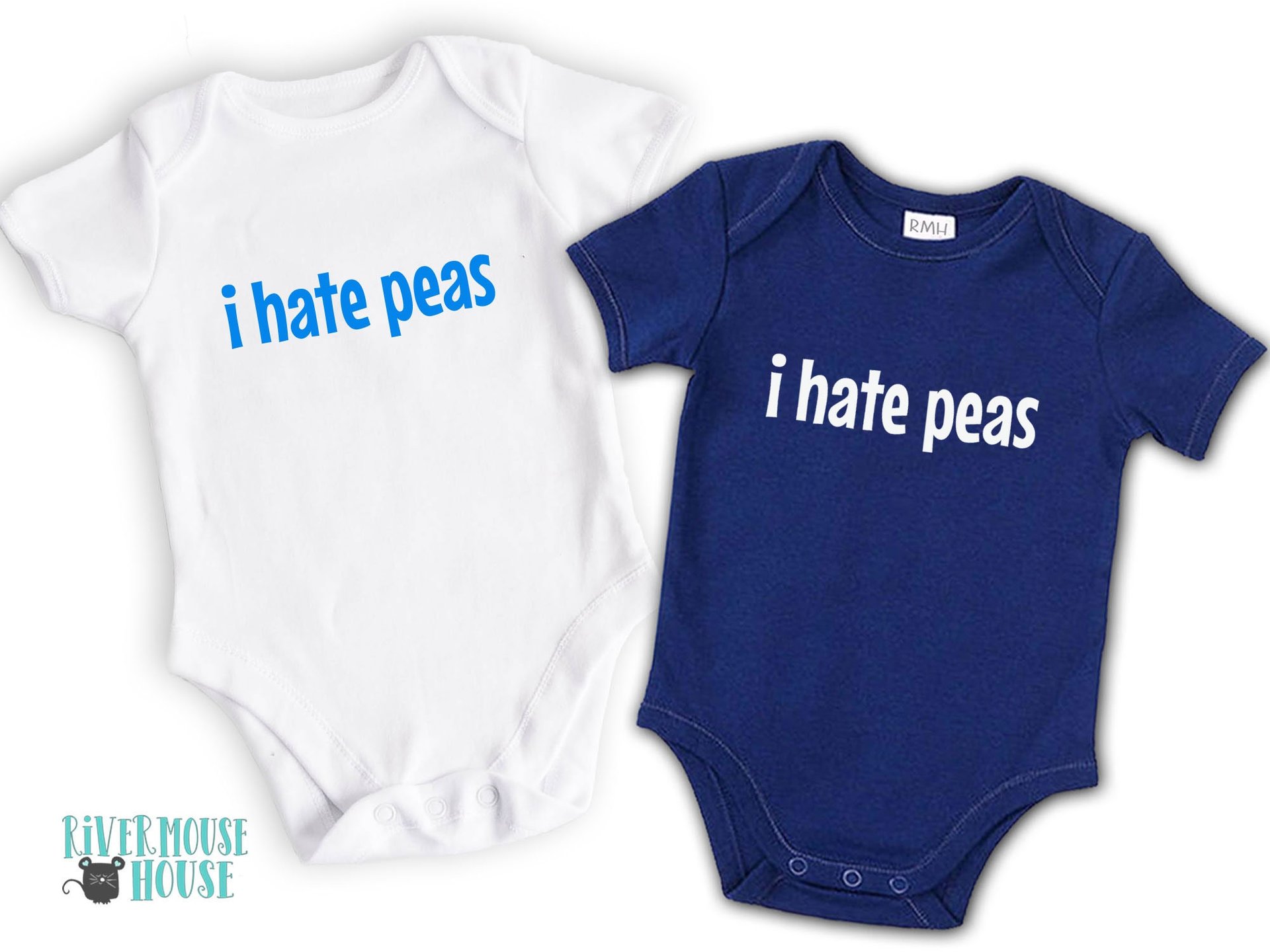 I Hate Peas funny baby bodysuit, Australian sizes from newborn to toddler infant onesie