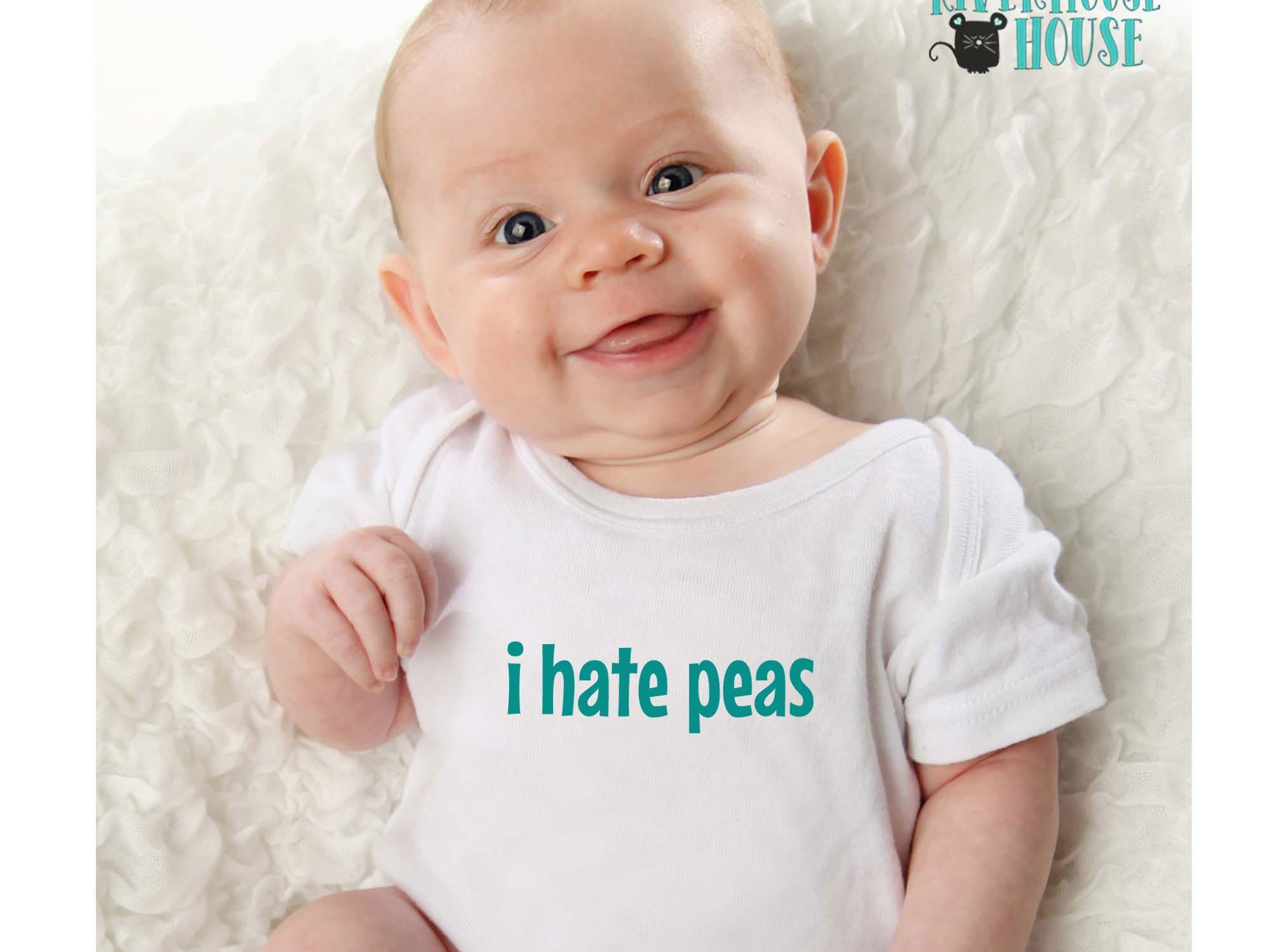 I Hate Peas funny baby bodysuit, Australian sizes from newborn to toddler infant onesie