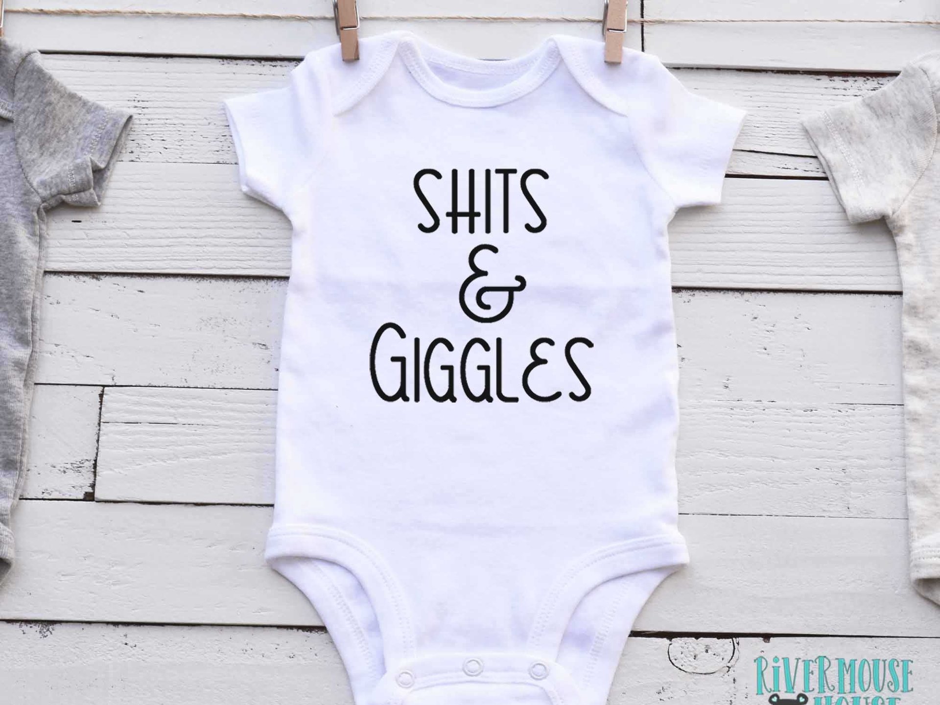 Shits & Giggles funny baby bodysuit, Australian sizes from newborn to toddler