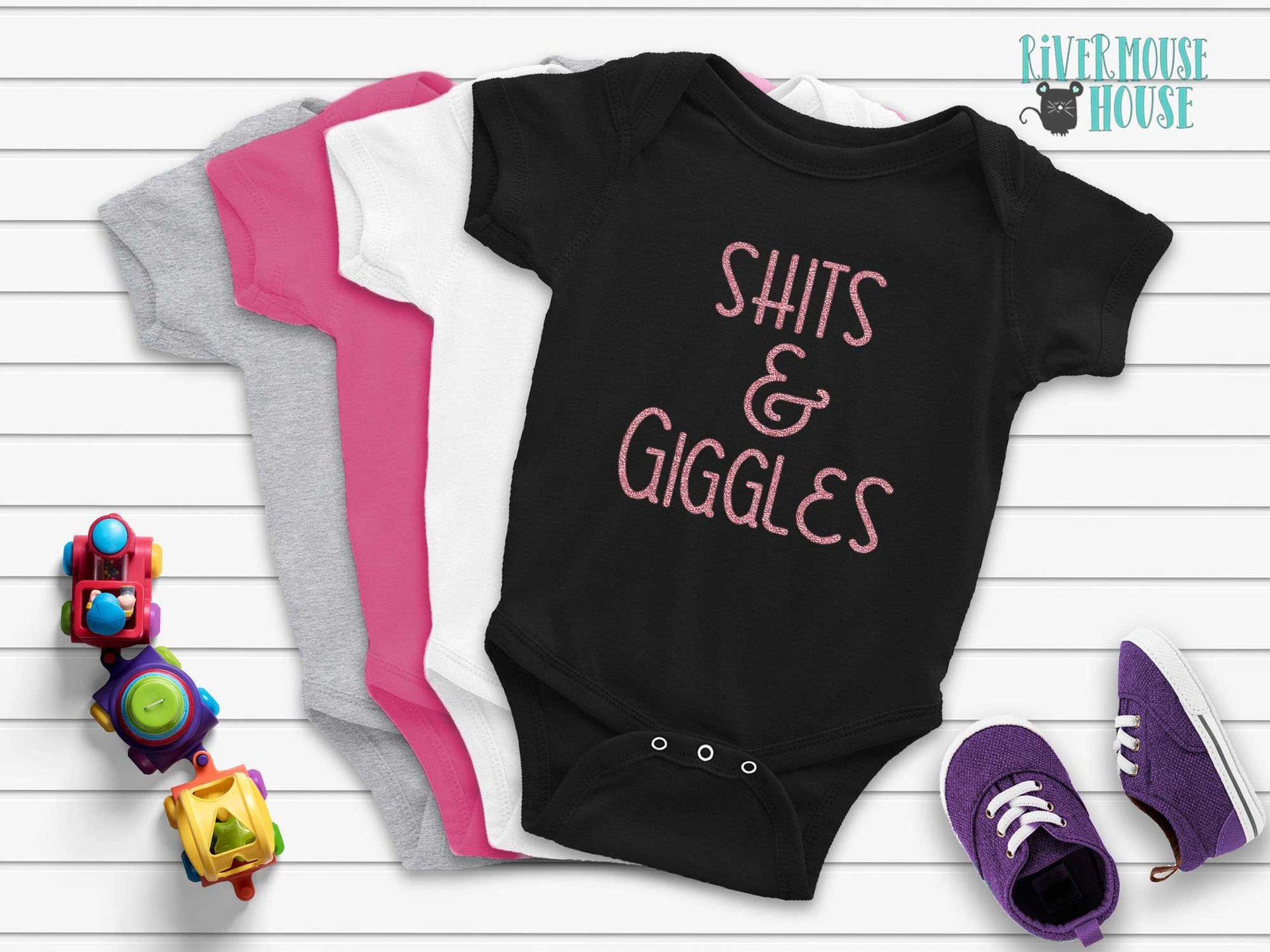 Shits & Giggles funny baby bodysuit, Australian sizes from newborn to toddler