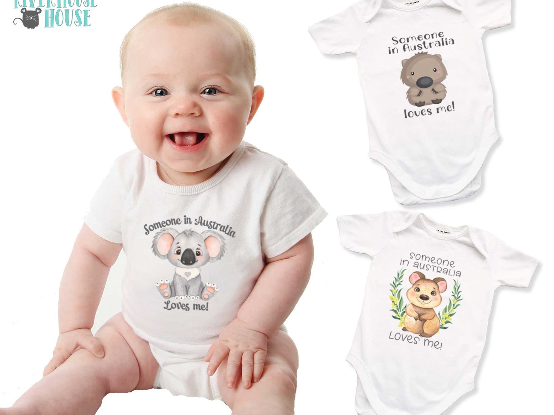 Koala Baby Bodysuit Someone in Australia Loves Me, Australian Animal Gift, Size Newborn to Toddler, Cute Little Aussie Wildlife Romper