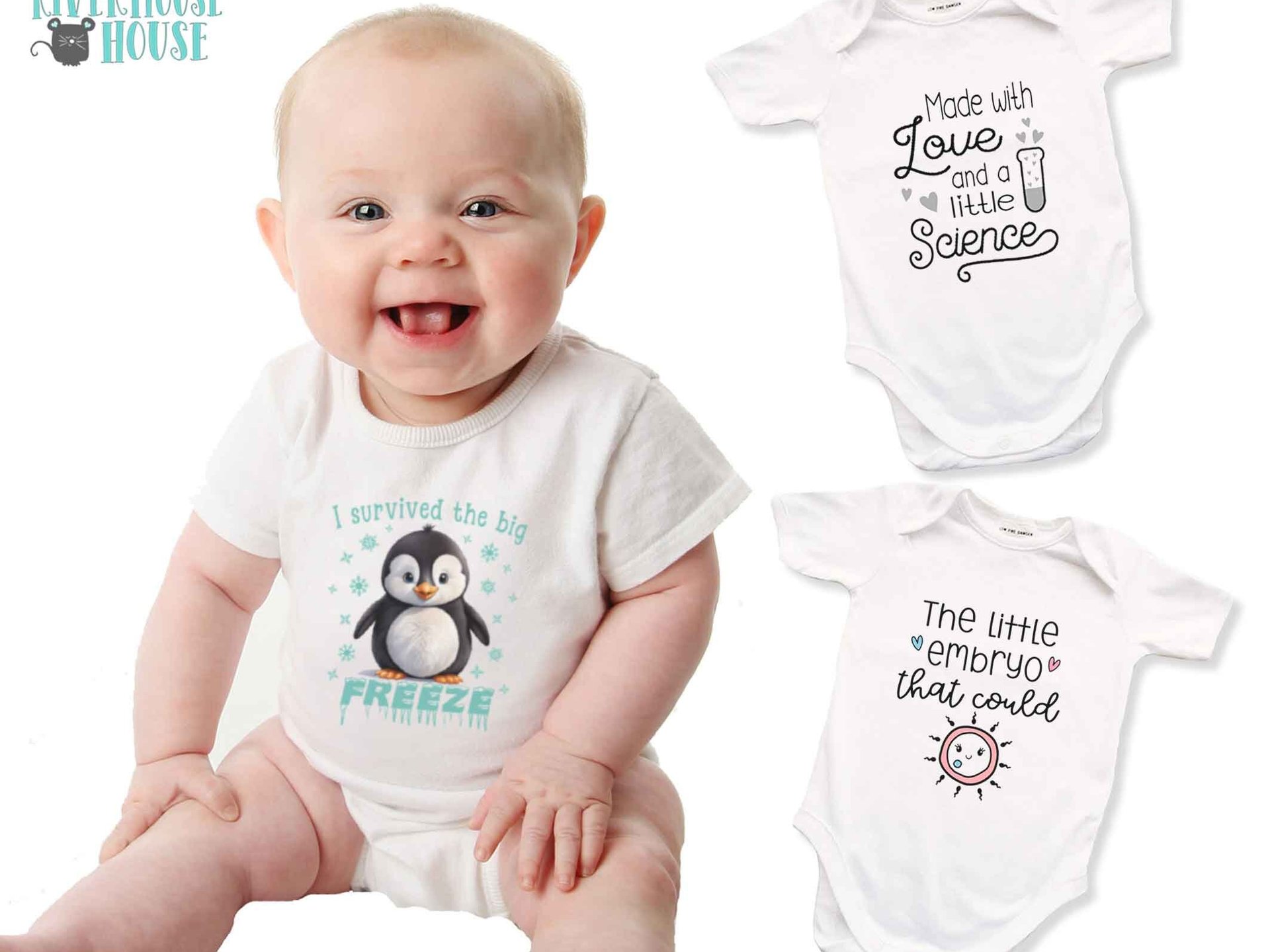 IVF Baby Penguin, I survived the big breeze funny bodysuit, Size newborn to toddler romper, Australian kids gift