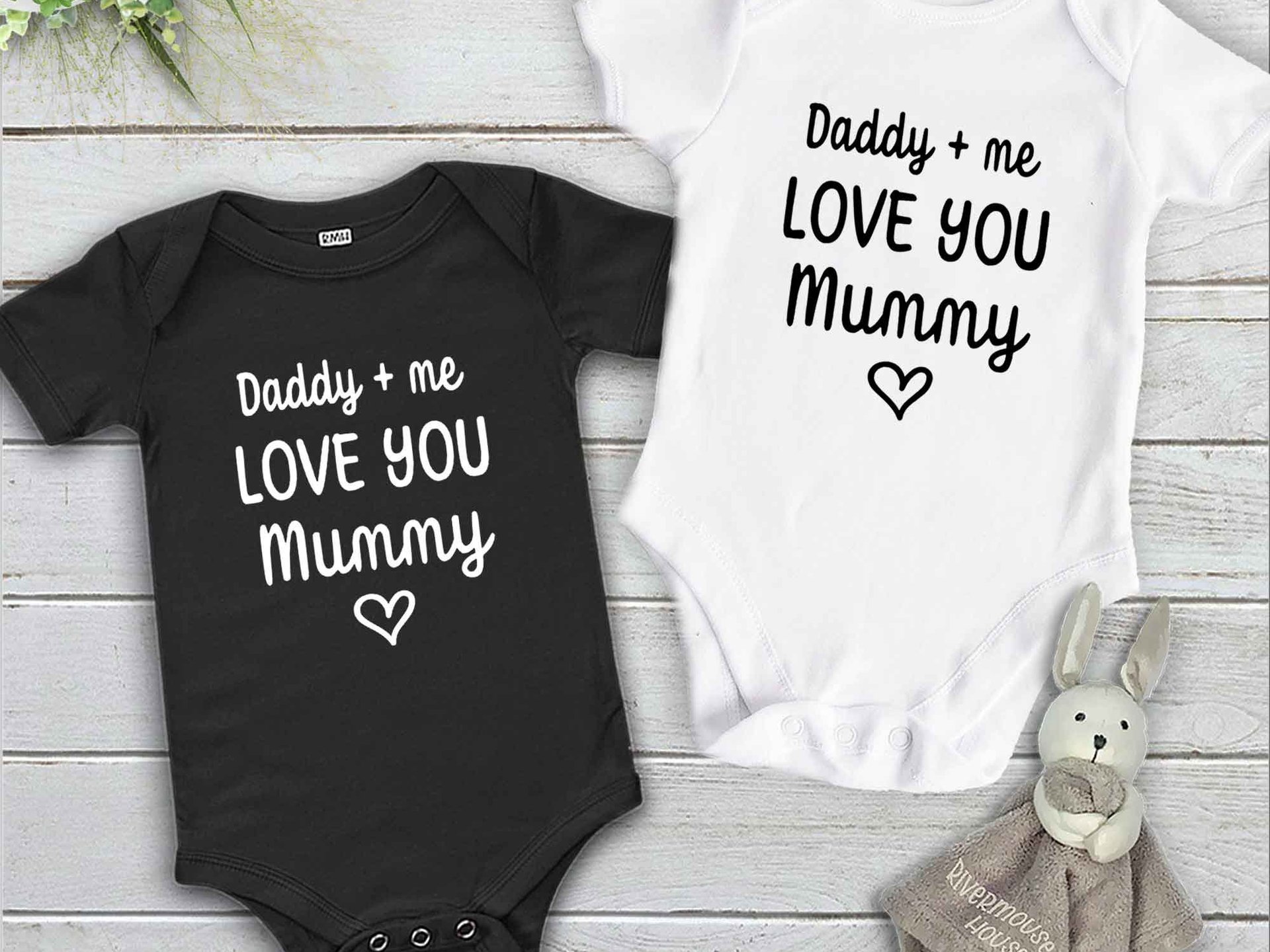 Daddy + me love you Mummy baby bodysuit, First mothers day gift for Mum
