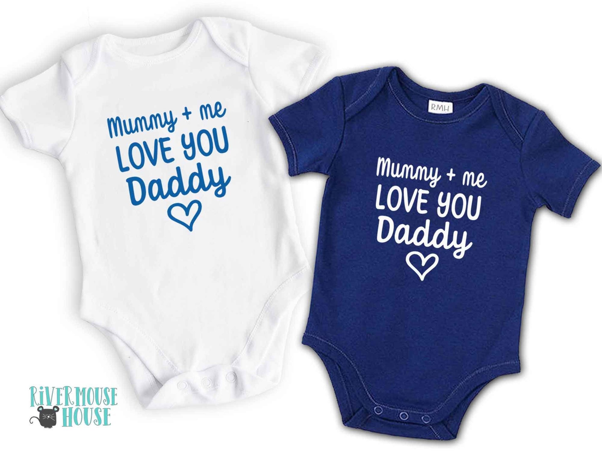 Mummy + me love you Daddy baby bodysuit, First Fathers day gift for Dad, Australian sizes newborn to toddler custom kids romper