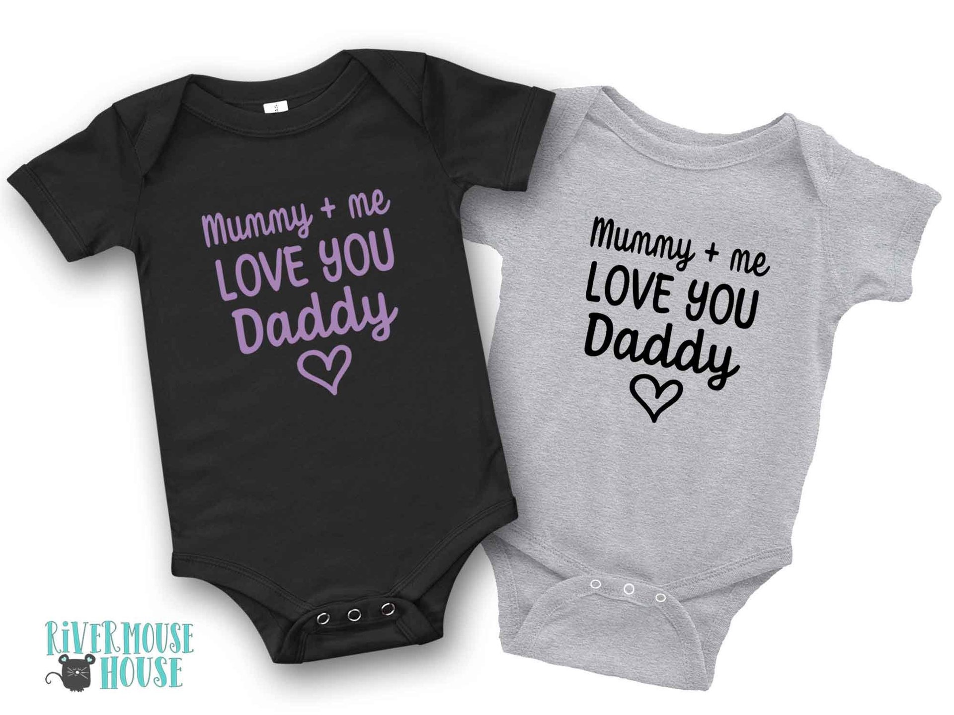 Mummy + me love you Daddy baby bodysuit, First Fathers day gift for Dad, Australian sizes newborn to toddler custom kids romper